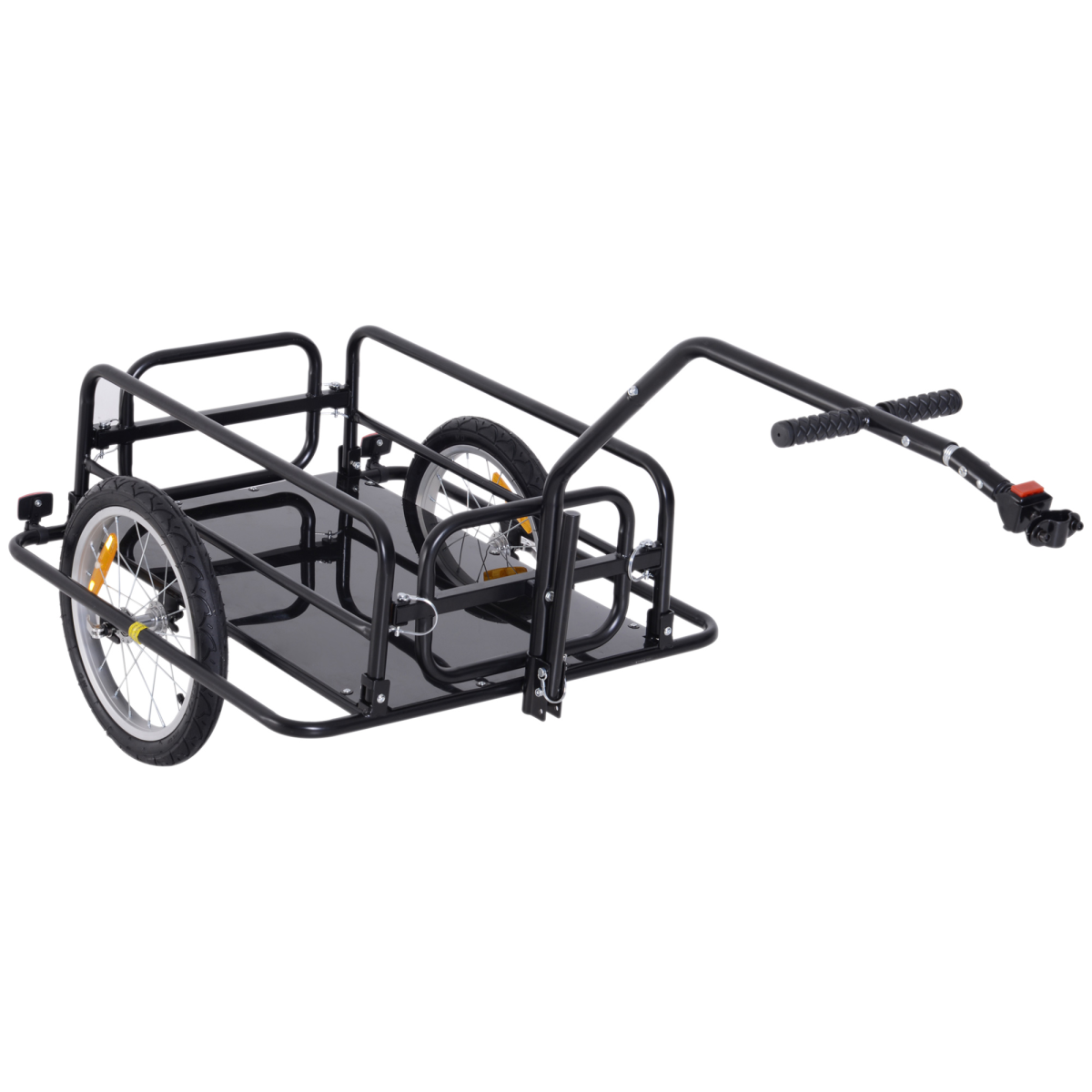 HOMCOM Folding Bicycle Cargo Trailer with Hitch, 40kg Capacity – Detachable Walls, Luggage Storage Cart
