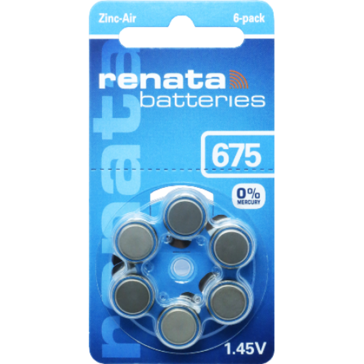 Renata ZA675 Hearing Aid Batteries – Multipack of 6 for Compatible Hearing Aids