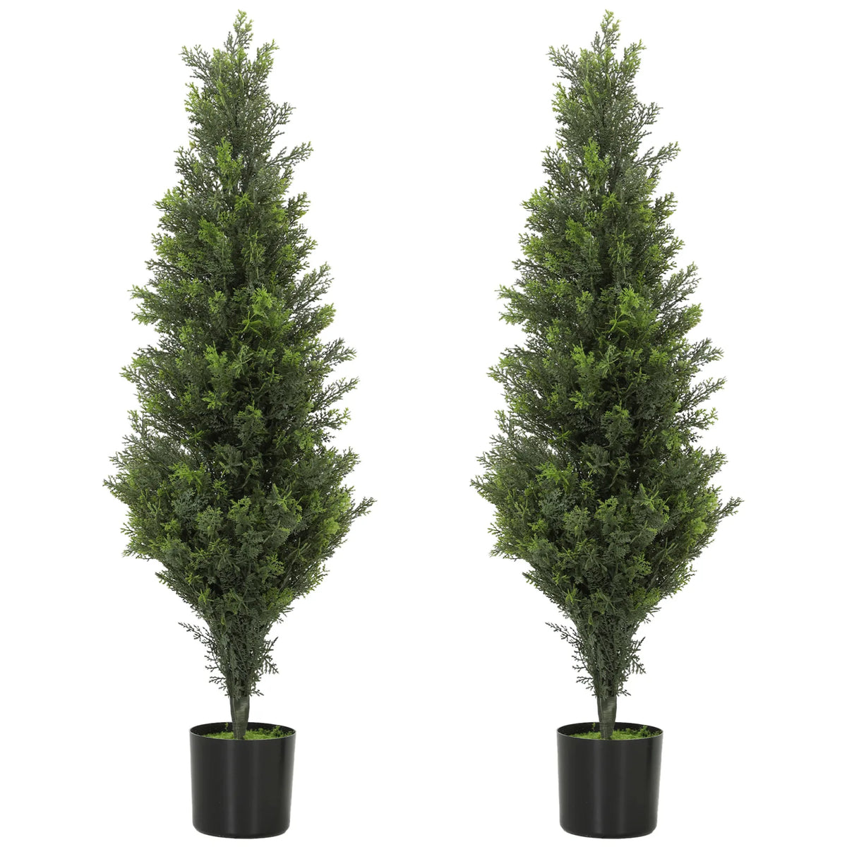 HOMCOM Set of 2 Artificial Cypress Topiary Trees in Weighted Pots, 90 cm, 564 Leaves
