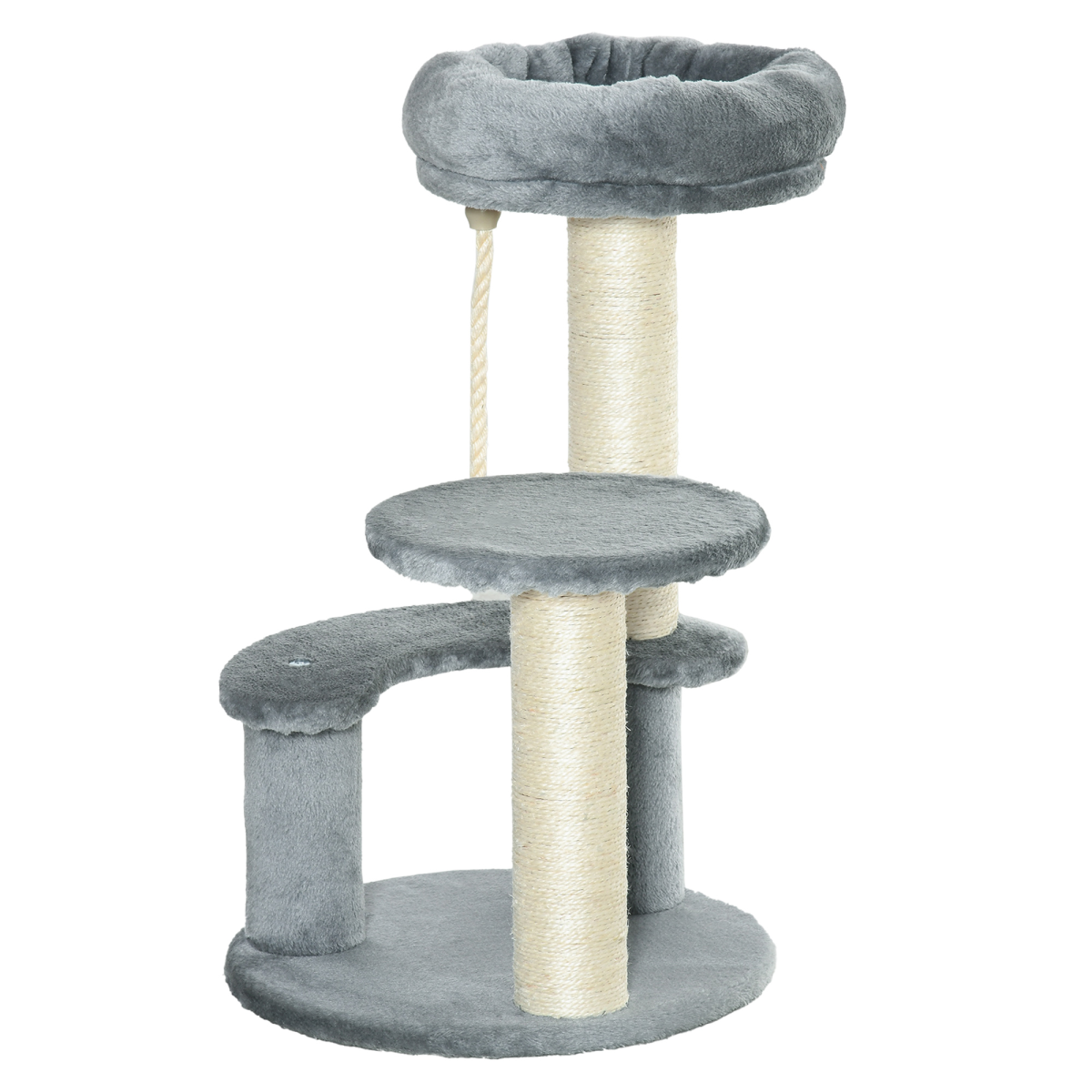 Pawhut Cat Tree with 2 Perches, Sisal Scratching Posts & Hanging Rope – Kitty Activity Play Centre