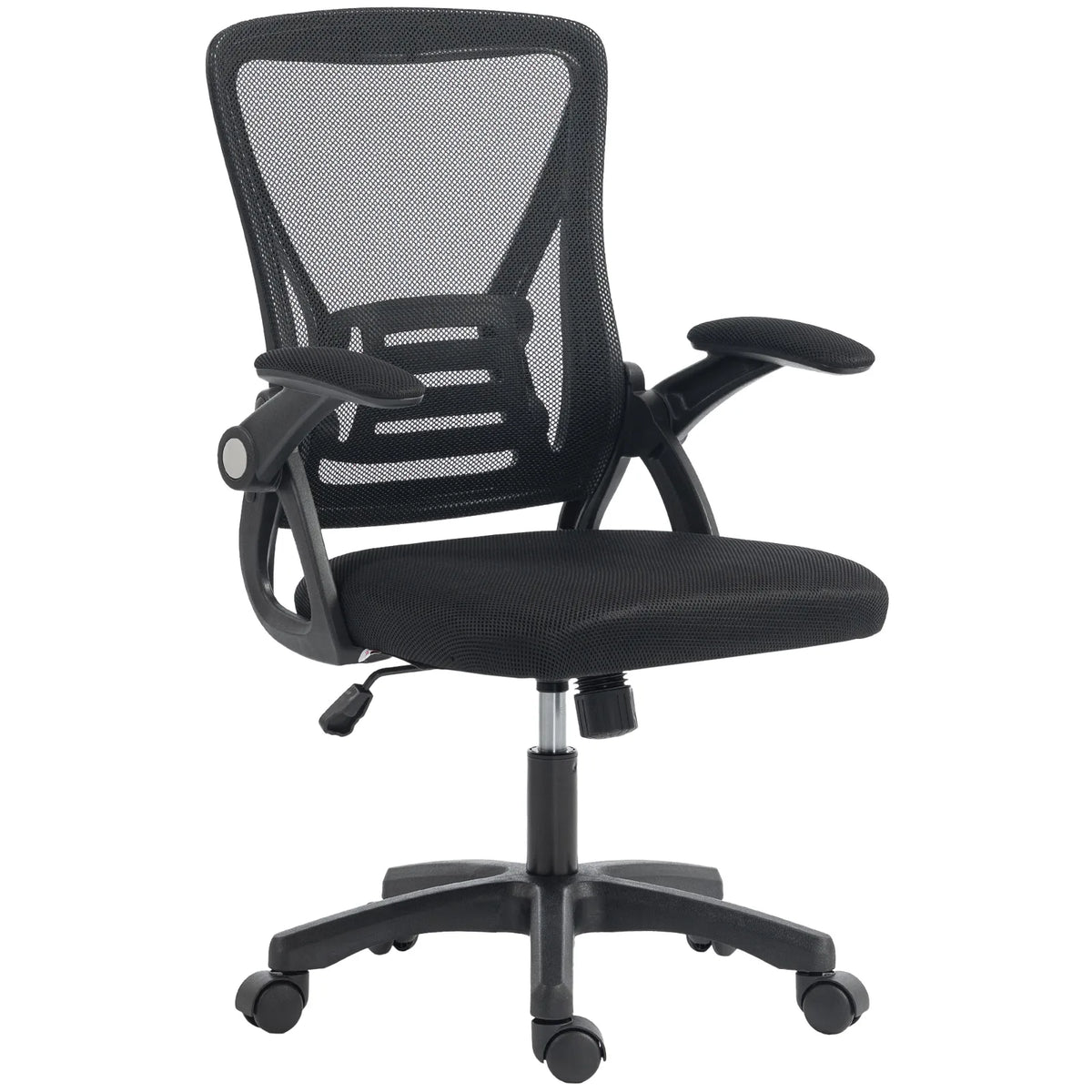 HOMCOM Mesh Office Chair with Flip-Up Armrests, Lumbar Support and Adjustable Height – Desk Chair, Black