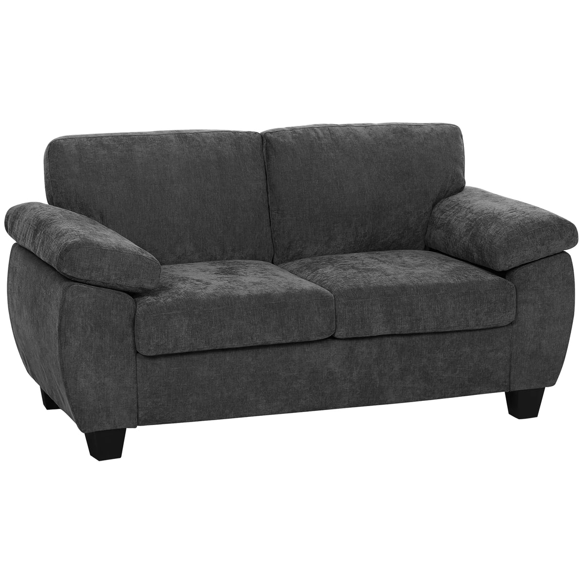 HOMCOM 2 Seater Sofa with Spring Cushion Seat, 156cm Chenille Loveseat – Compact Couch, Dark Grey