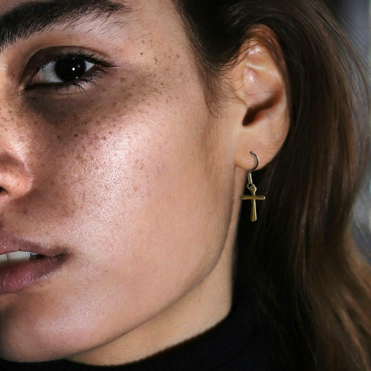 Aye Do Gifts Gold Cross Drop Earrings – Stainless Steel Gold Plated, Nickel-Free Fish Hooks, Gift Boxed