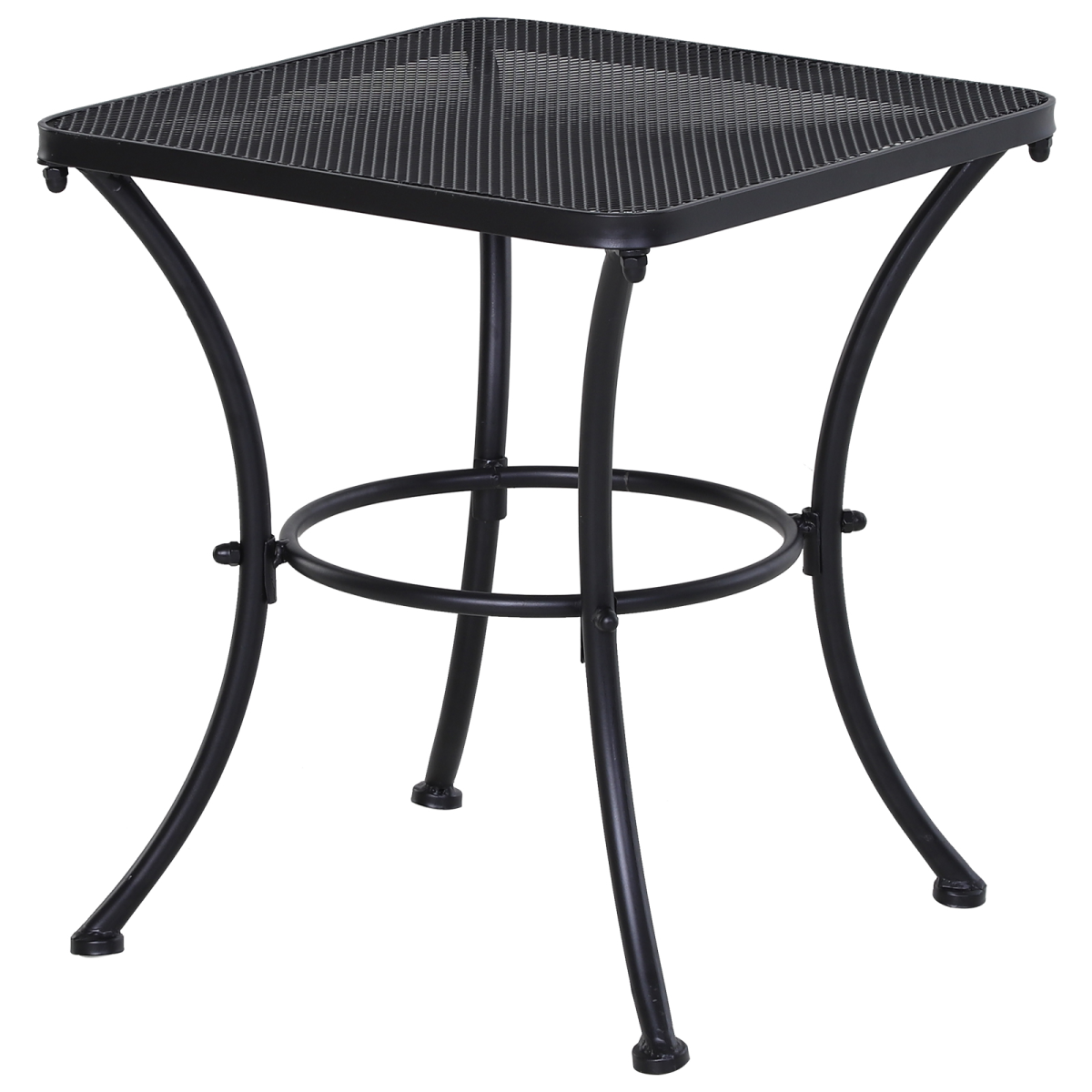 Outsunny 45cm Square Metal Bistro Table with Mesh Top & Curved Legs – Outdoor Patio Coffee Table, Black