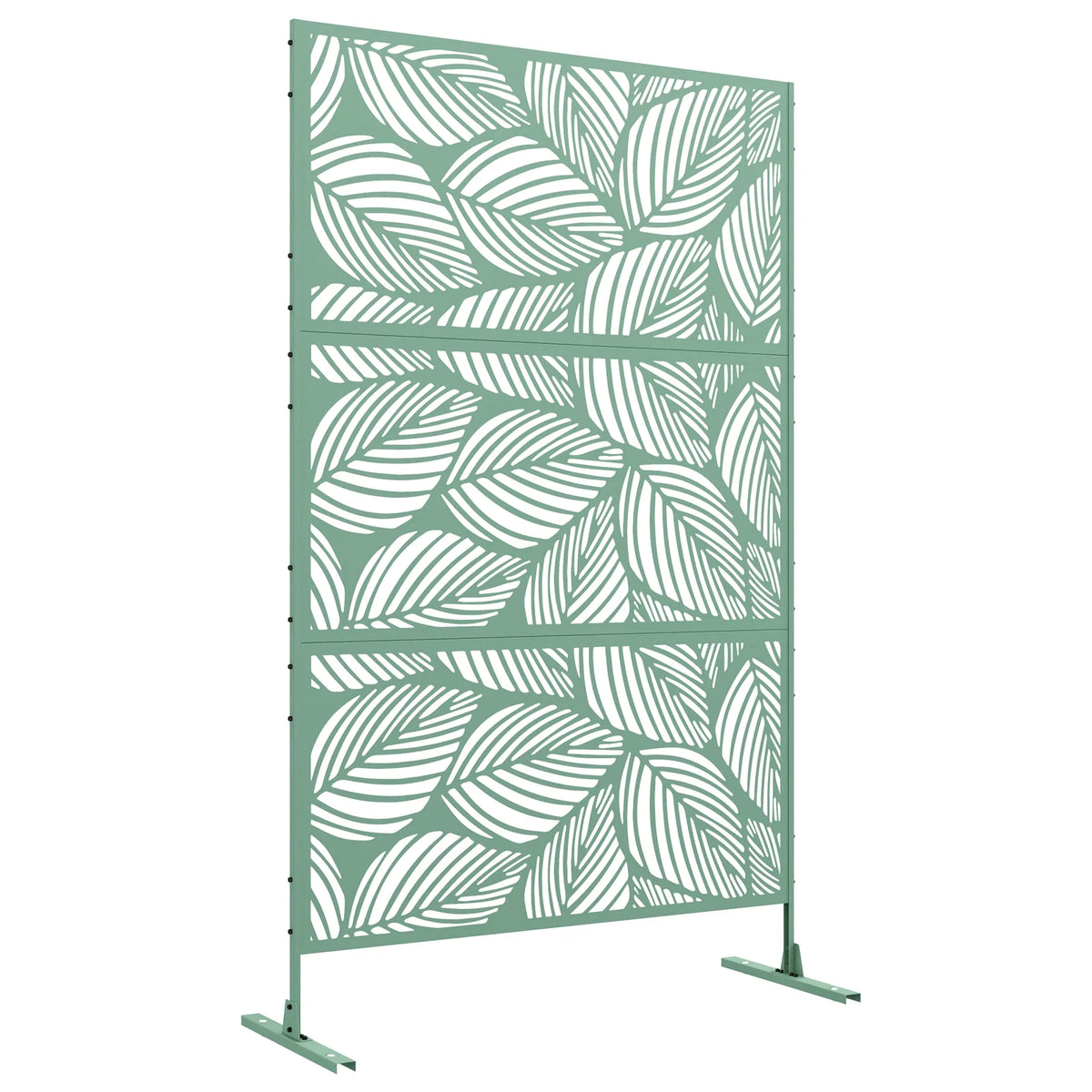 Outsunny Metal Decorative Privacy Screen, Leaf Design – Outdoor Garden Divider and Trellis, Green