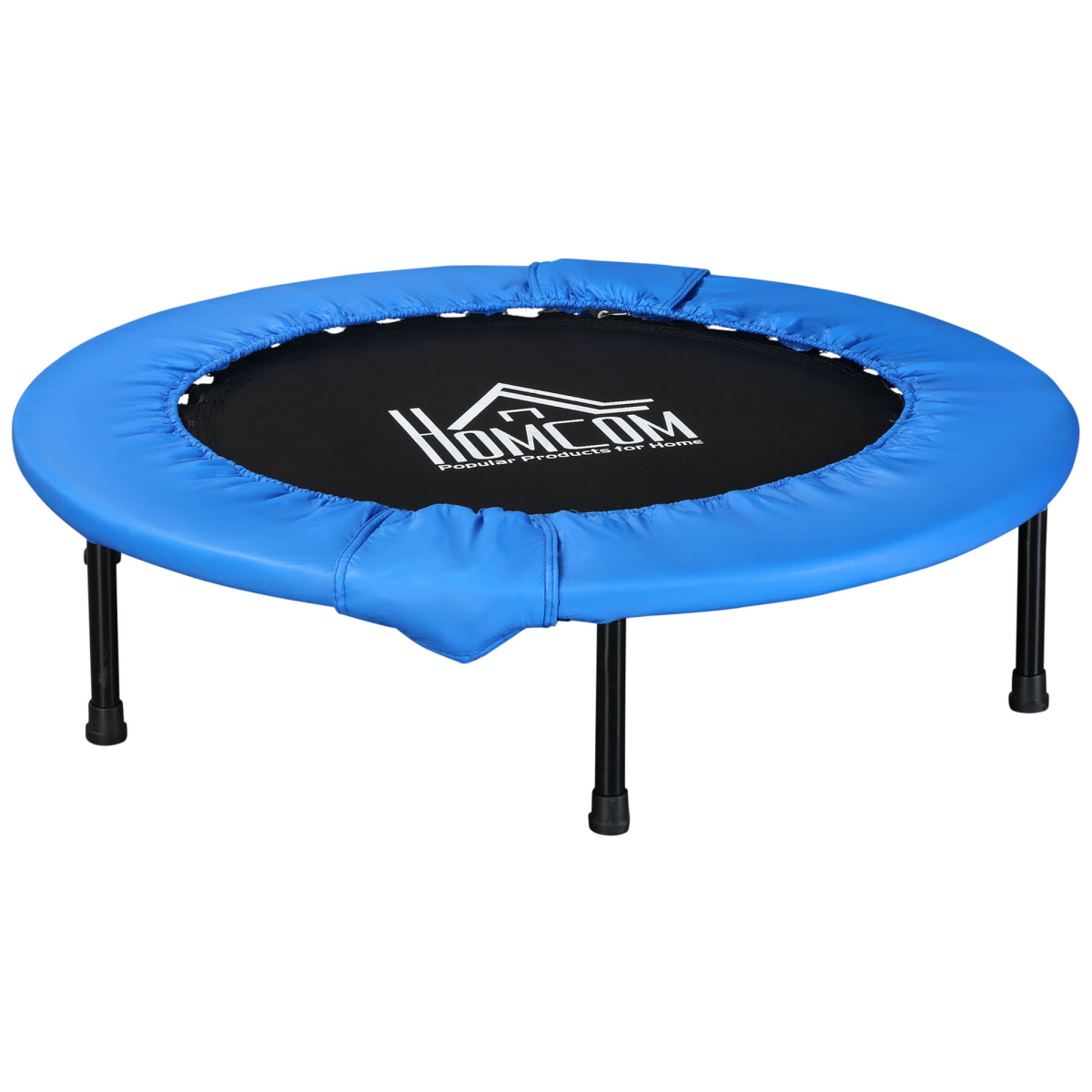 HOMCOM Foldable Mini Fitness Trampoline with 30 Springs – Portable Exercise Rebounder for Home Workouts, Blue
