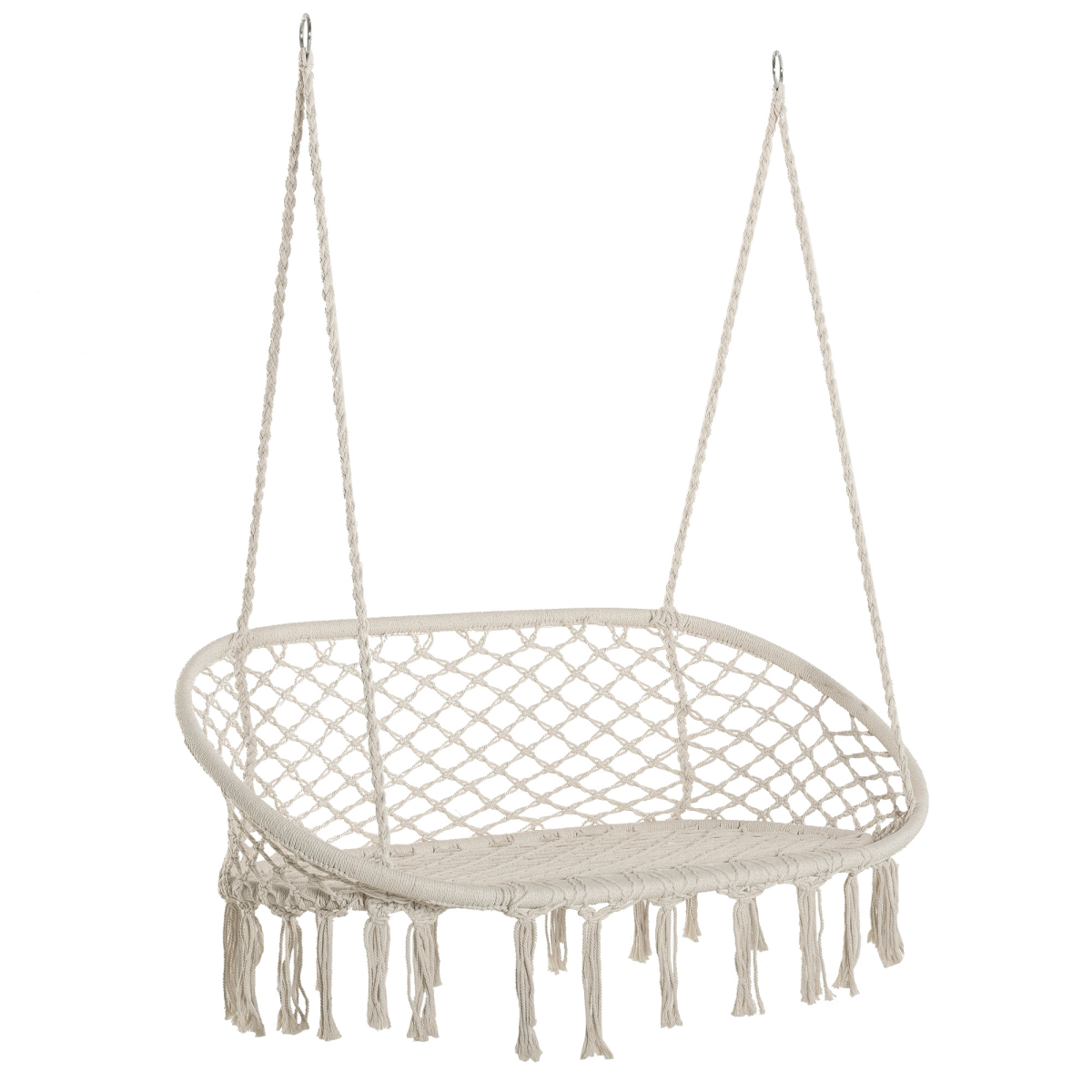 Cream macrame hanging hammock chair