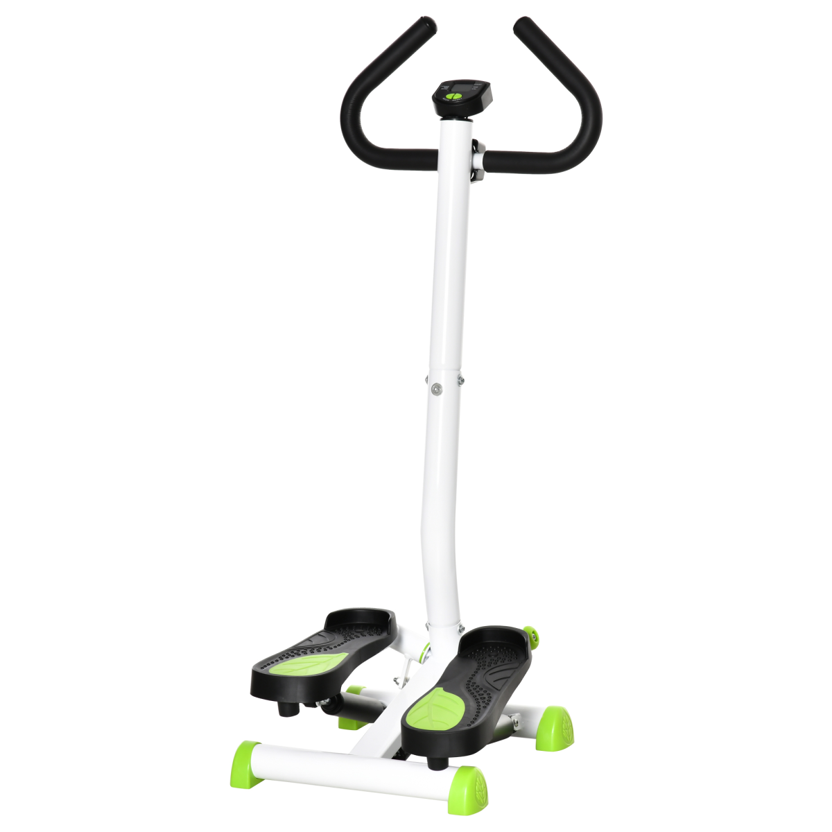 HOMCOM Adjustable Stepper with Handle & LCD Monitor – Home Aerobic Step Machine for Legs & Glutes, White