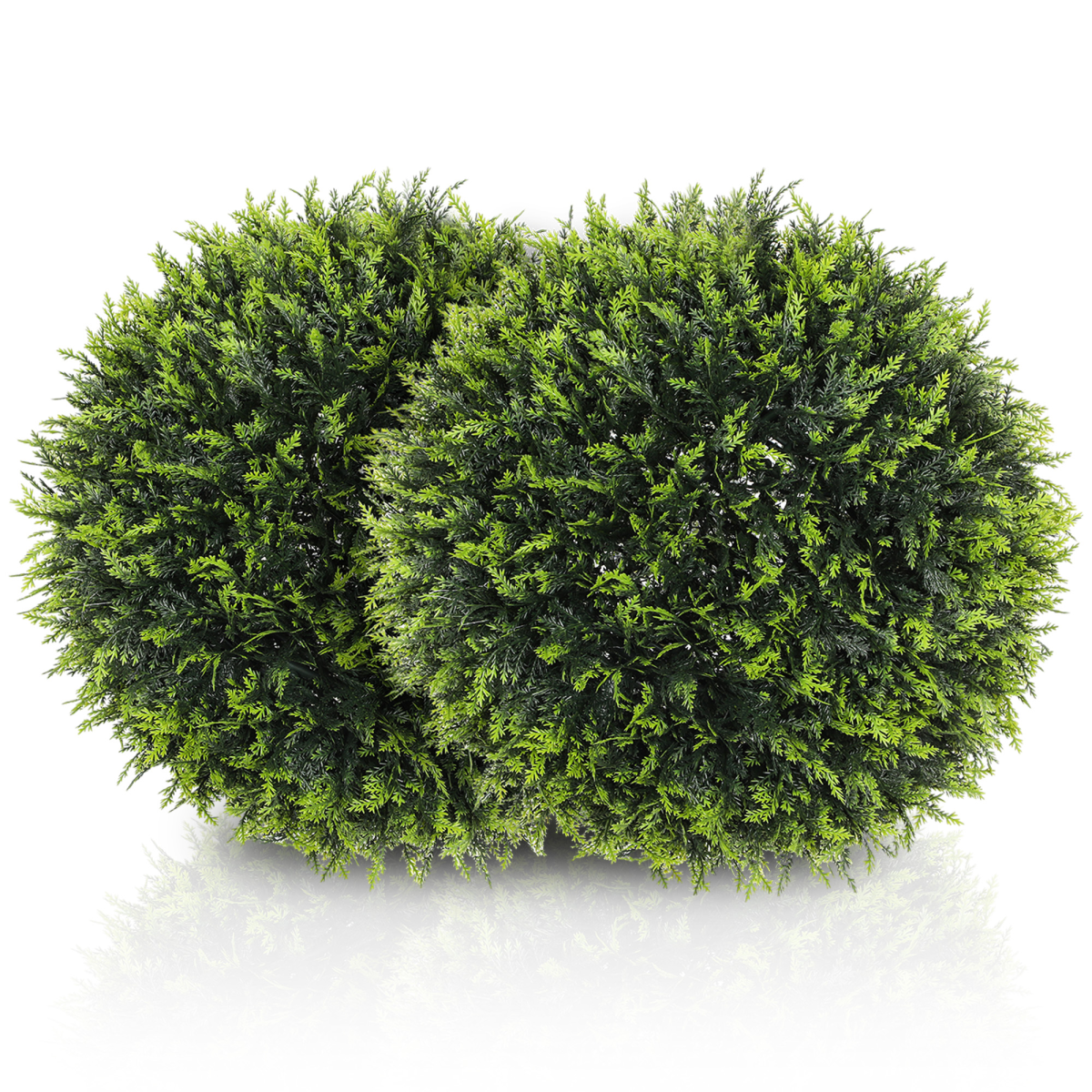 HOMCOM Set of 2 Artificial Plant Topiary Balls, Faux Plants for Decor, Green