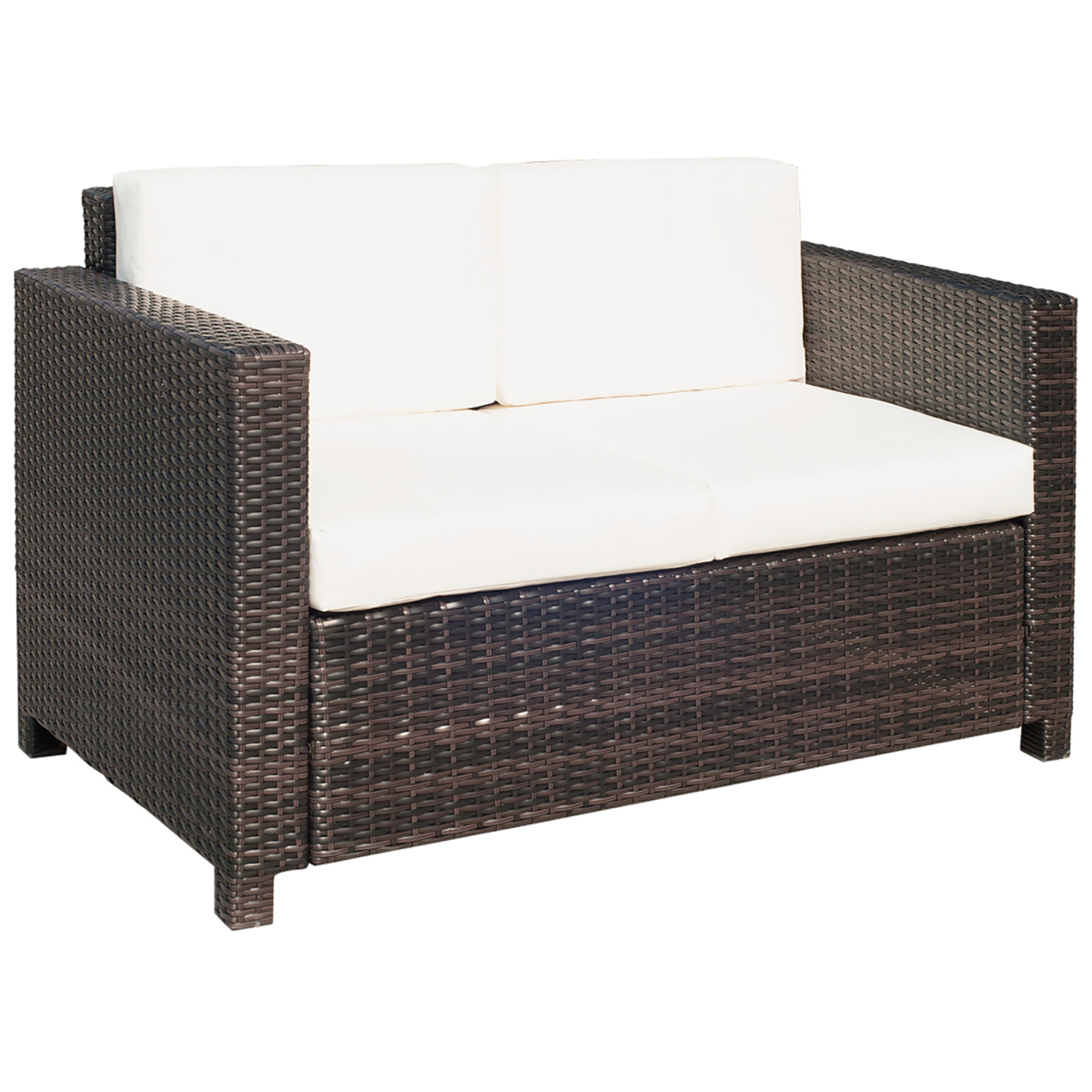 Outsunny Outdoor Double Armchair for Two with Cushions, PE Rattan & Steel Frame – Garden Seating, Mixed Brown