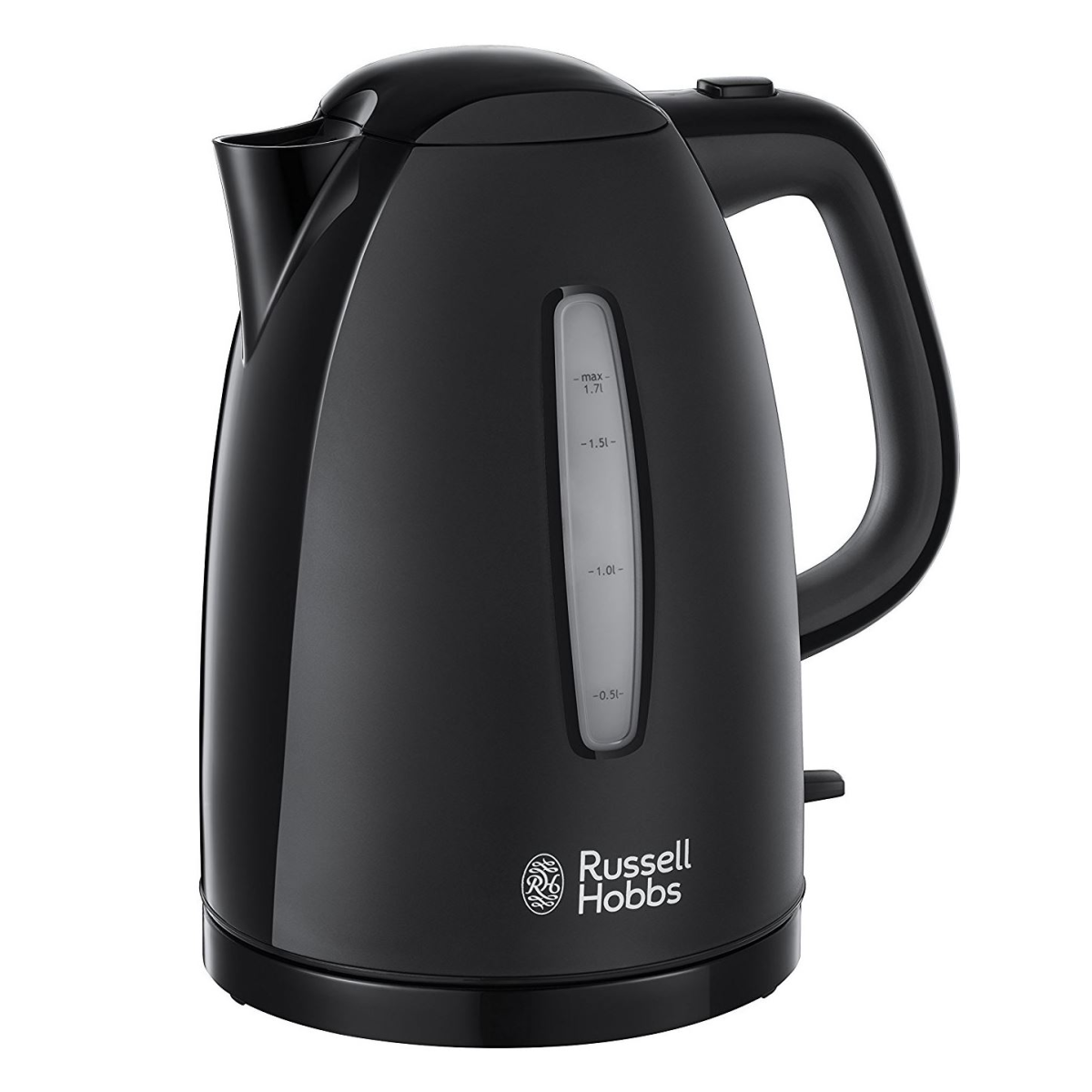 Russell Hobbs Textures Kettle with Removable Filter, 360° Base & Dual Water Windows – Black