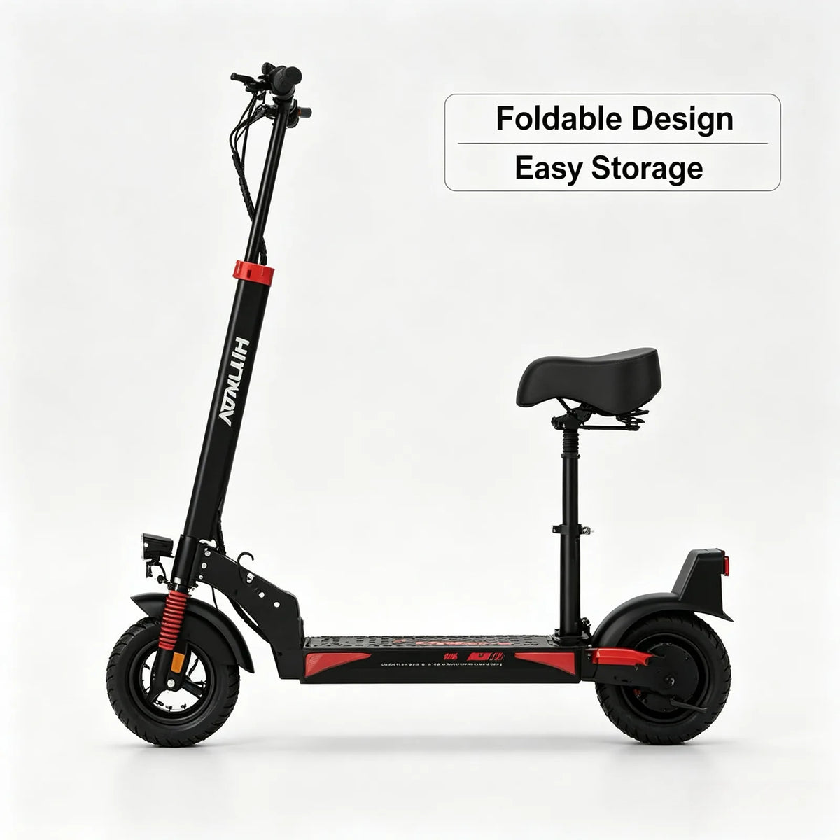 H9 Electric Scooter with Seat, 500W Peak Motor & 48V 15.6Ah Battery – Foldable Adult Commuter E-Scooter