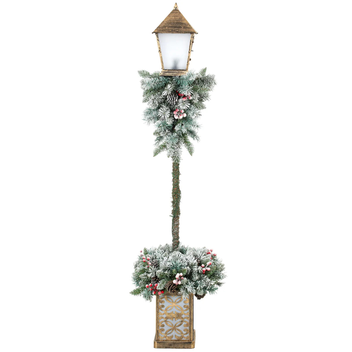 Outsunny 5ft Lighted Christmas Street Lamp with Snow Tips