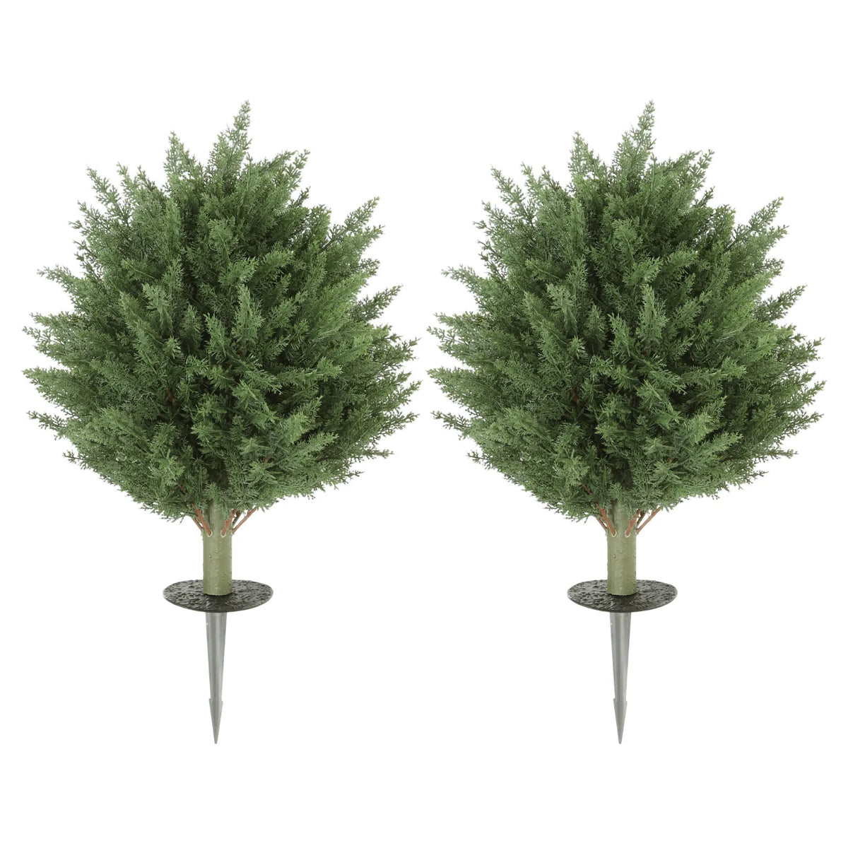 HOMCOM 60 cm Artificial Cypress Tree with Ground Stake, Set of 2 Artificial Plants for Indoor & Outdoor