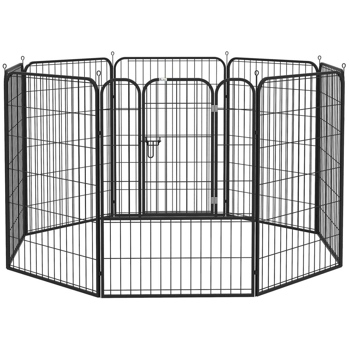 Pawhut 8-Panel Metal Pet Playpen for Dogs and Puppies – Folding Indoor and Outdoor Run Fence with Lockable Door