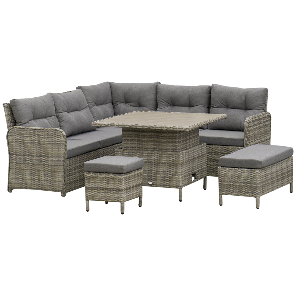 Outsunny 6-piece rattan corner sofa set with lift-top coffee table