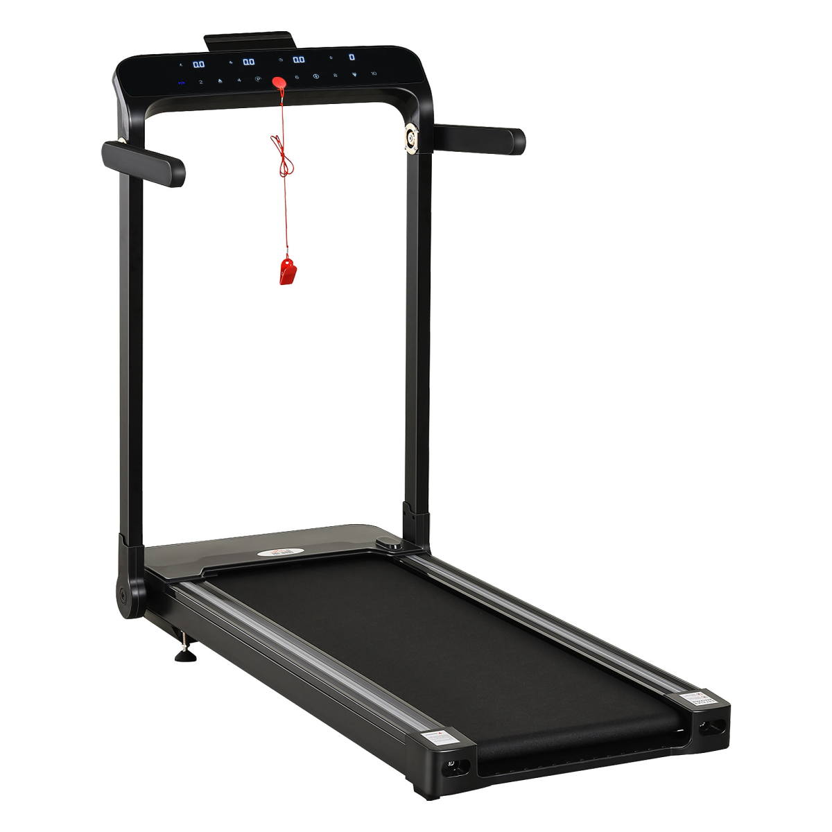 HOMCOM 1.85HP Foldable Electric Treadmill with 12 Programmes, LED Screen & Safety Key – Home Running Machine, Black