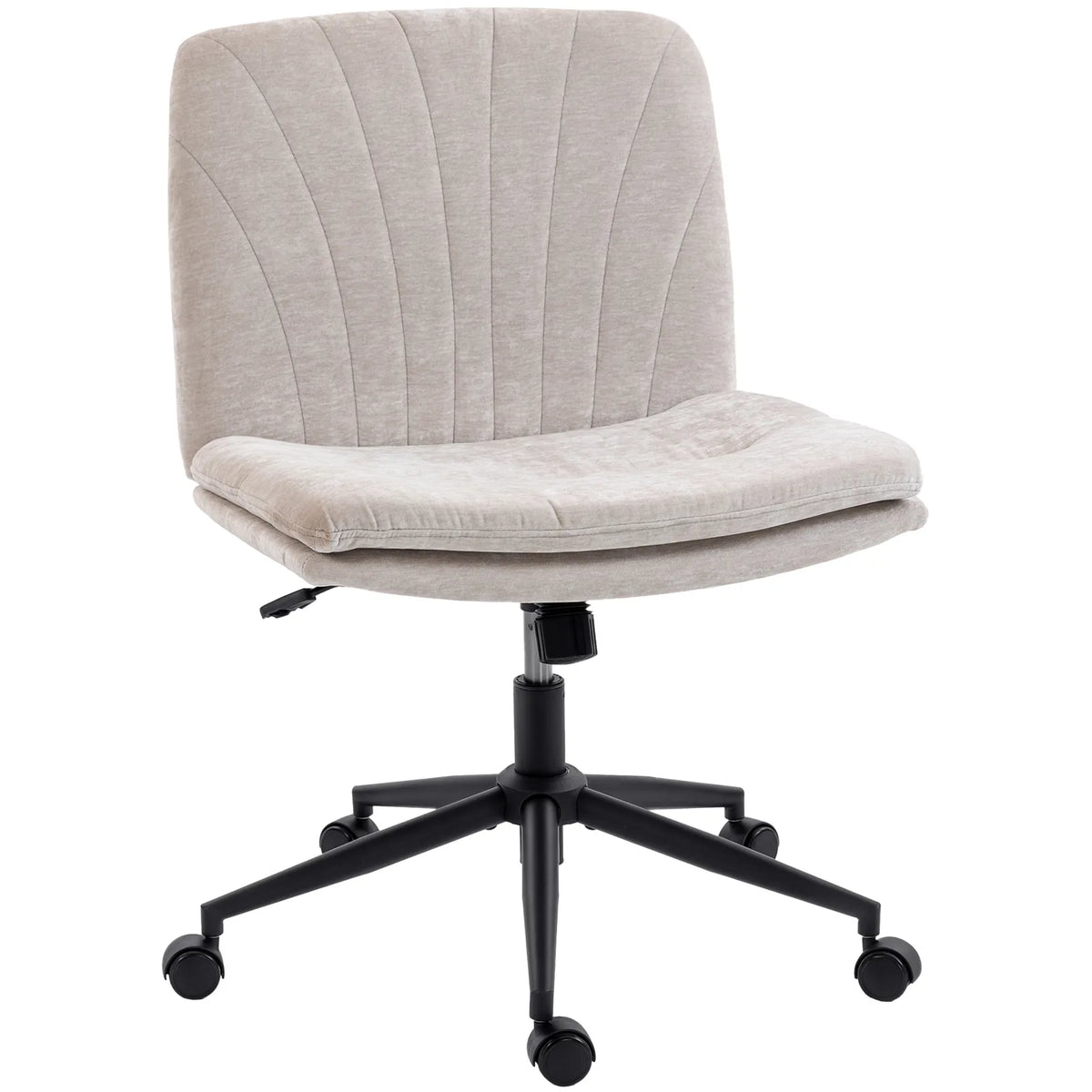 HOMCOM Criss Cross Chair with Wheels, Armless Chenille Office Chair – Tilting, Height Adjustable, Beige