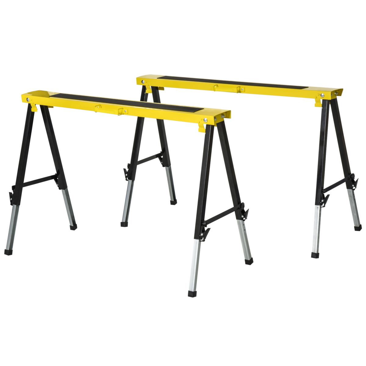 Durhand Set of 2 Folding Saw Horses with Steel Frame & Anti-Slip EVA Top – Height Adjustable 62–90cm