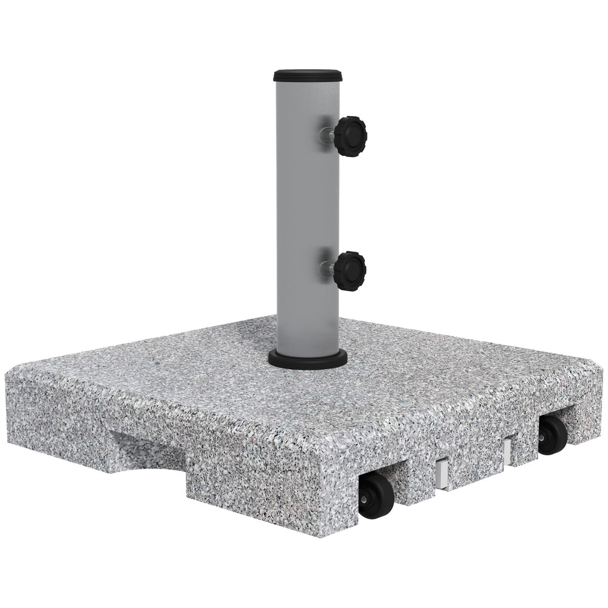 Outsunny 28kg Granite Parasol Base with Wheels and Retractable Handle – Fits 32–48mm Poles, Grey