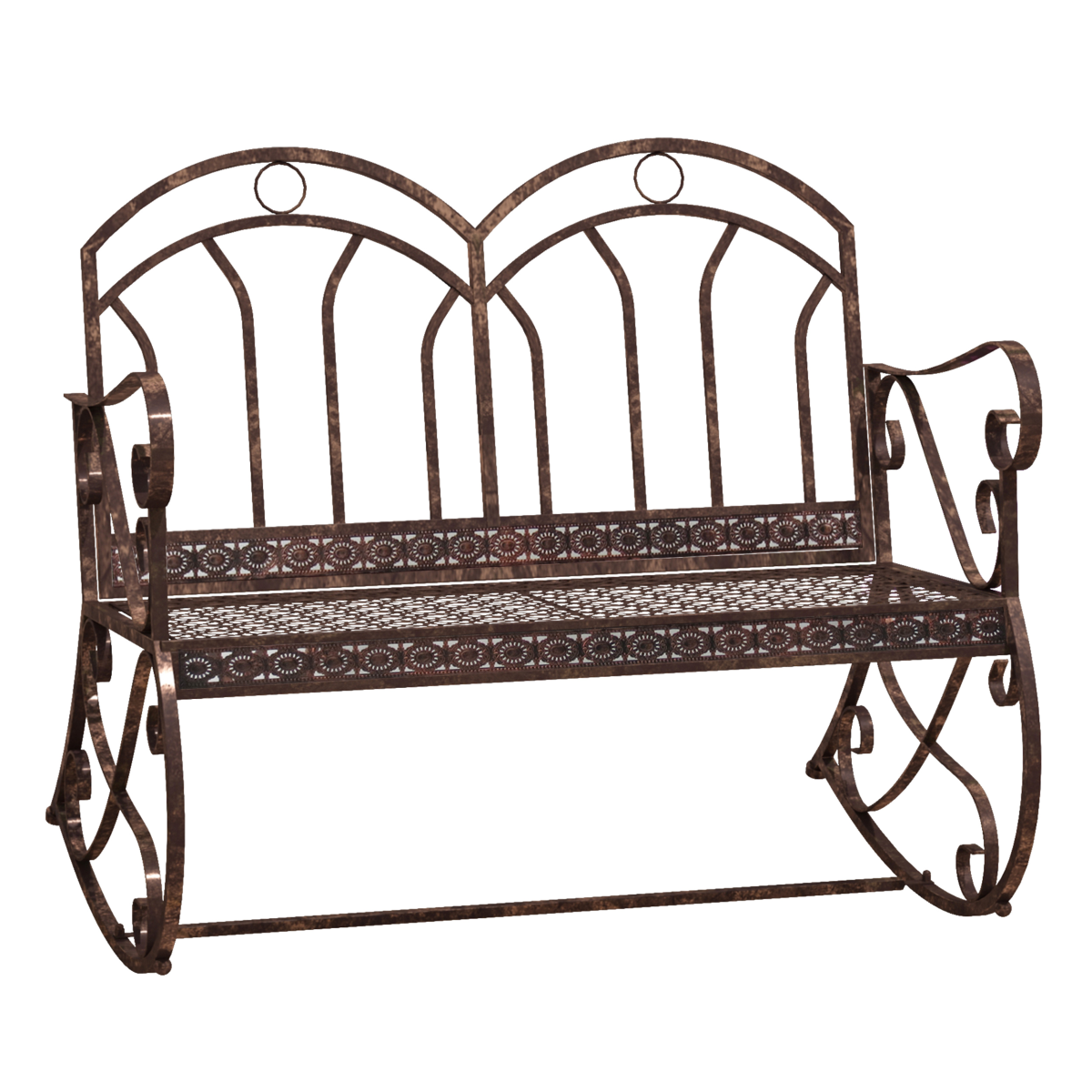 Outsunny Metal Rocking Bench for 2 – Garden Swing Loveseat with Hollow-Carved Seat, Bronze