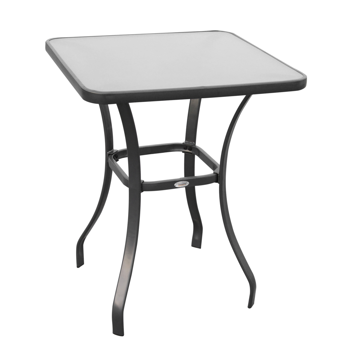 Outsunny Square Glass Bistro Table with Metal Frame – Kitchen, Bar and Breakfast Dining Table, 68.5 x 84 cm