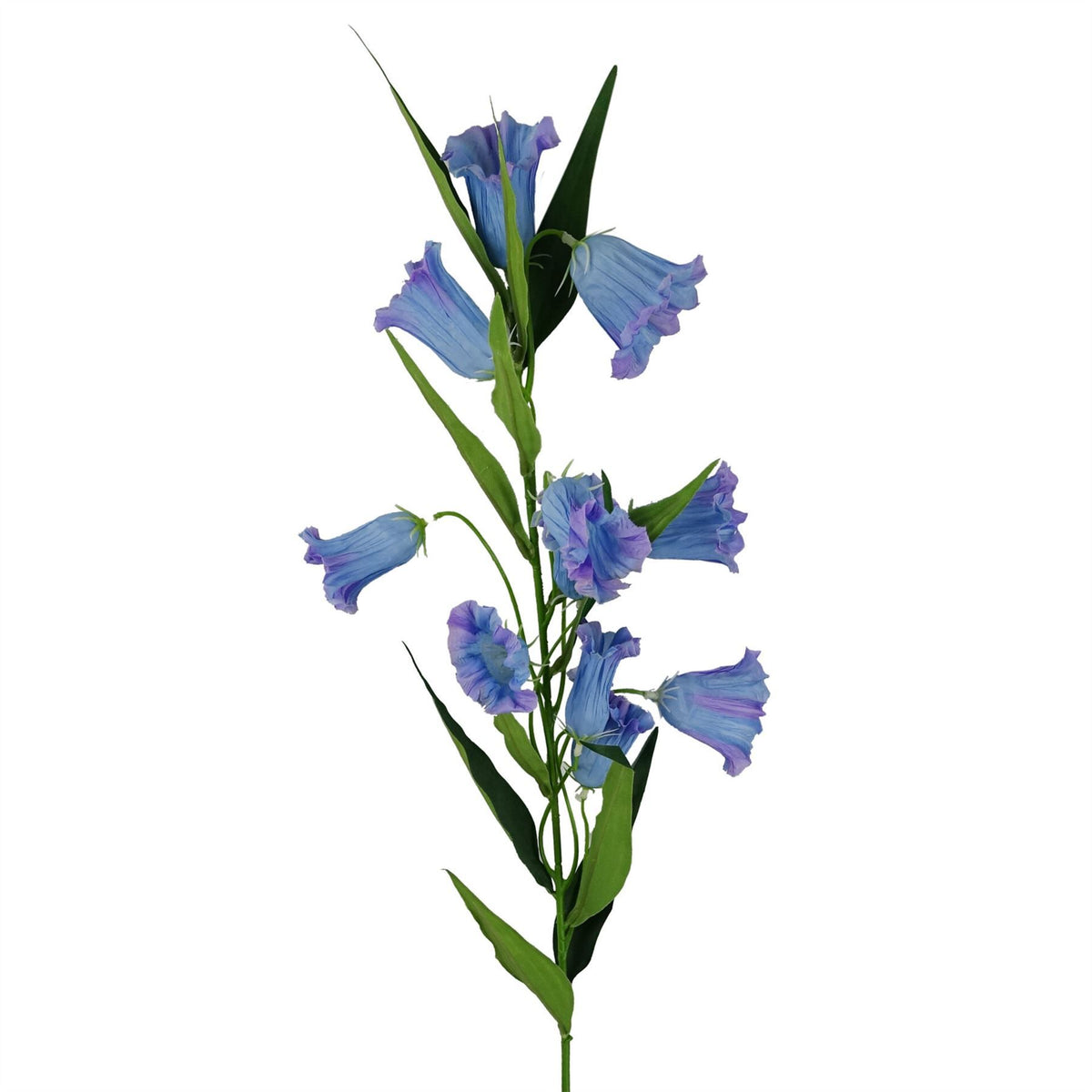 Leaf Trumpet Artificial Flower Stem, 100cm with Silk Flowers and Wired Shapable Stem, Blue