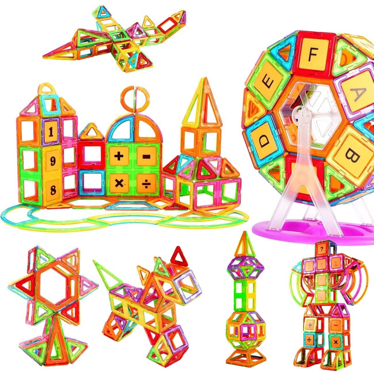 110 Piece Magnetic Building Blocks Set with Carrying Case – Educational Construction Toy for Kids