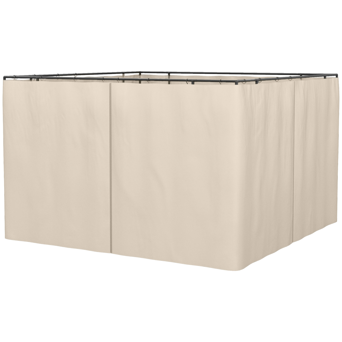 Outsunny 3x3m Gazebo Sidewall Set with 4 Polyester Panels, Double Zips, Hooks & C Rings – Beige