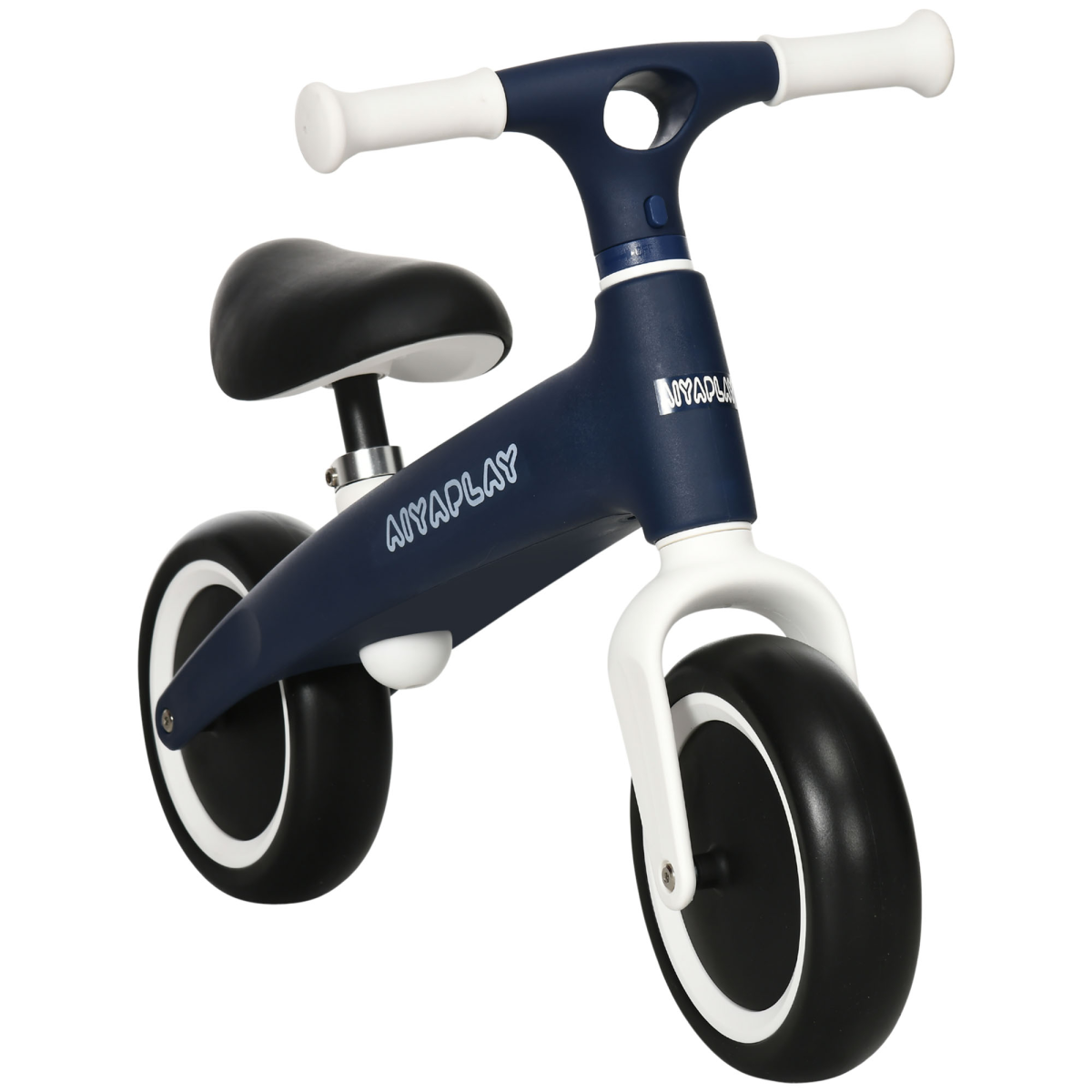 AIYAPLAY Baby Balance Bike with Adjustable Seat and Wide Enclosed Wheels – Pedal-Free Toddler Bike, Blue