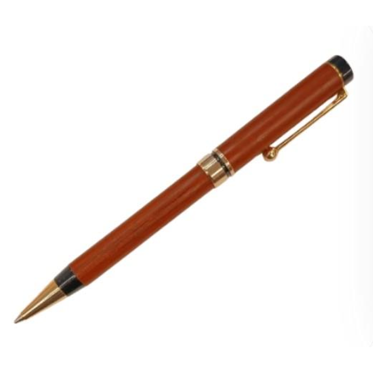 Imperial Handcrafted Natural Wood Pen with Gold Trim – Elegant Desk Pen Gift, Dark Brown