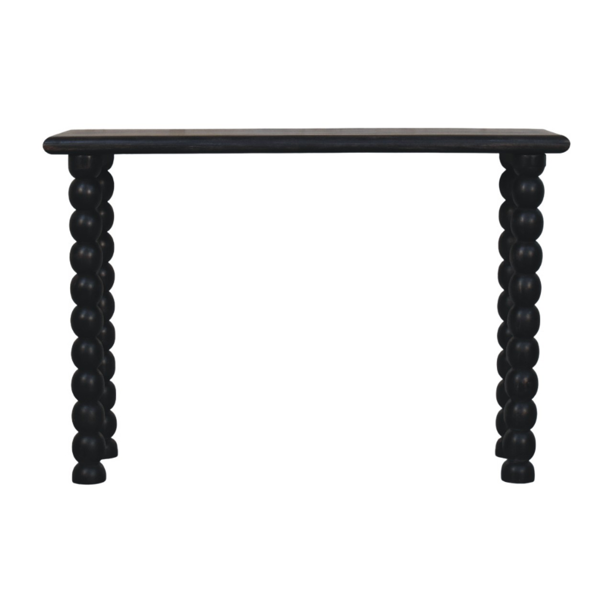 Artisan Furniture Solid Mango Wood Spindle Linear Console with Turned Legs – Hallway Console Table, Black