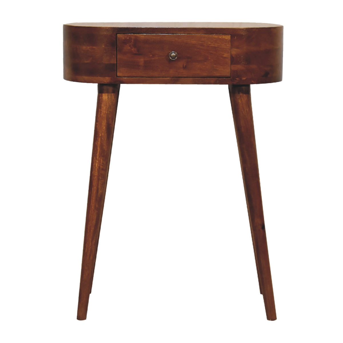 Artisan Furniture Solid Wood Mini Albion Console Table with Small Drawer – Compact Design, Chestnut Brown