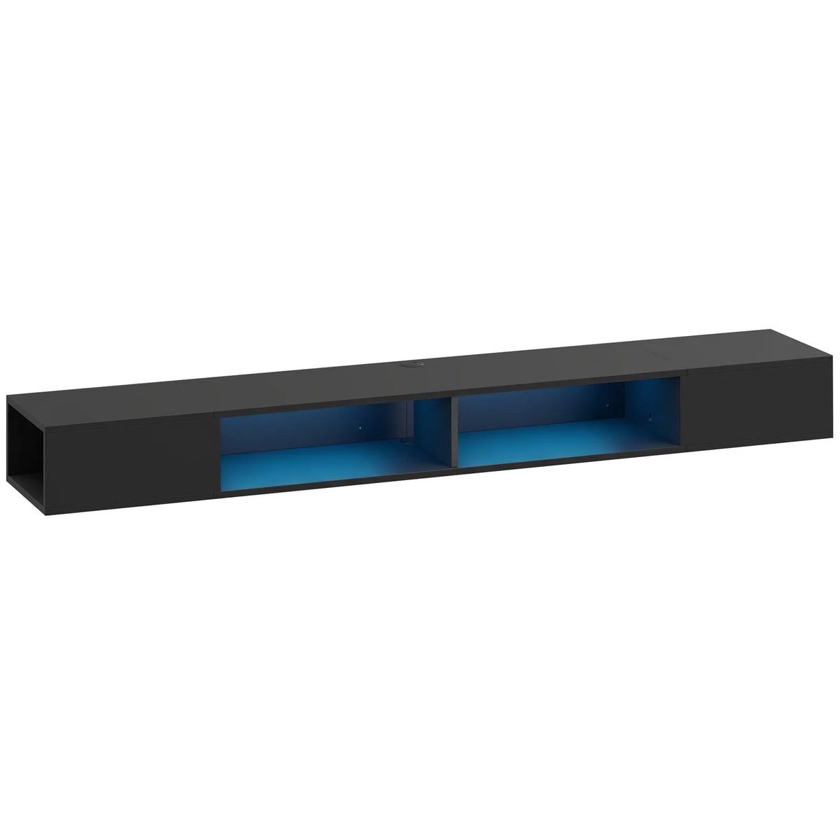 HOMCOM Wall Mounted TV Stand with RGB LED Lights – Floating Entertainment Unit for TVs up to 75 Inch, Black