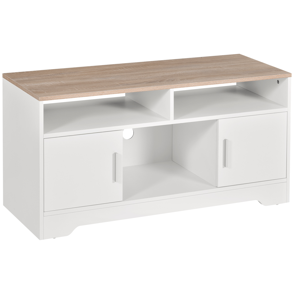 White TV stand with cabinets