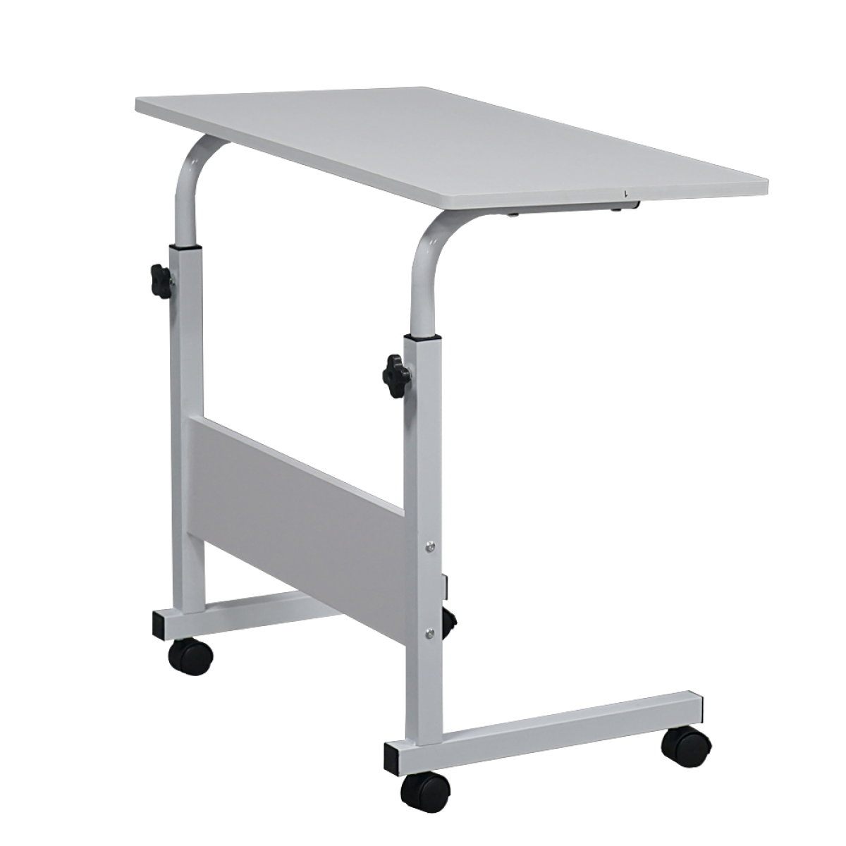 Removable E1 Chipboard & Steel Side Table with Adjustable Height – Home & Office, White, 80 x 40 cm