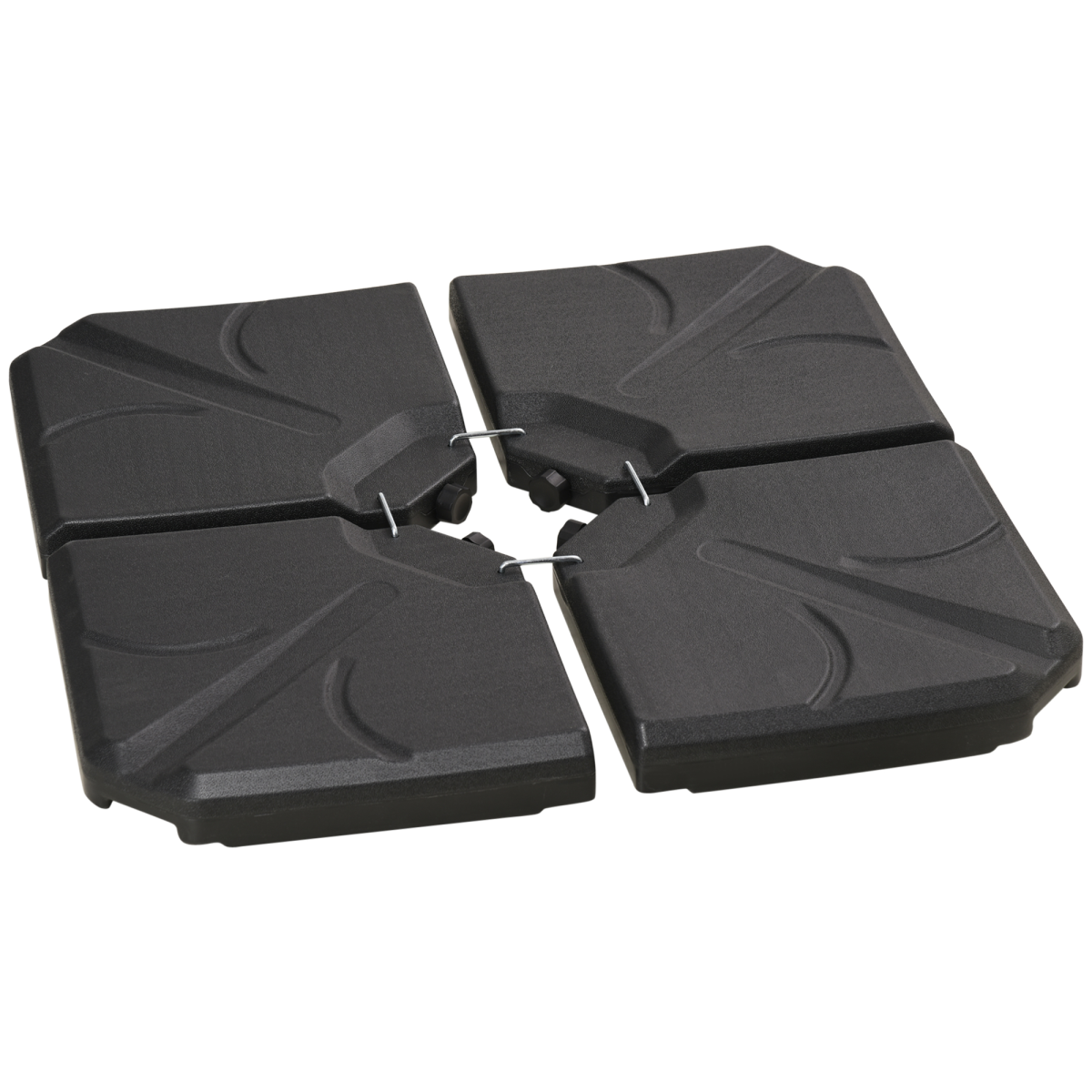 Outsunny 4-Pack Banana Parasol Base Weights, Fillable with Water or Sand – HDPE Cross Base Plates