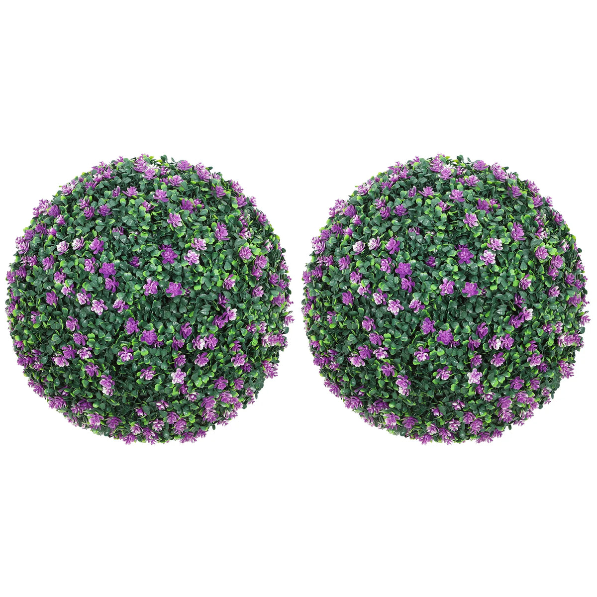 HOMCOM Set of Two Artificial Boxwood Balls Plants – Purple