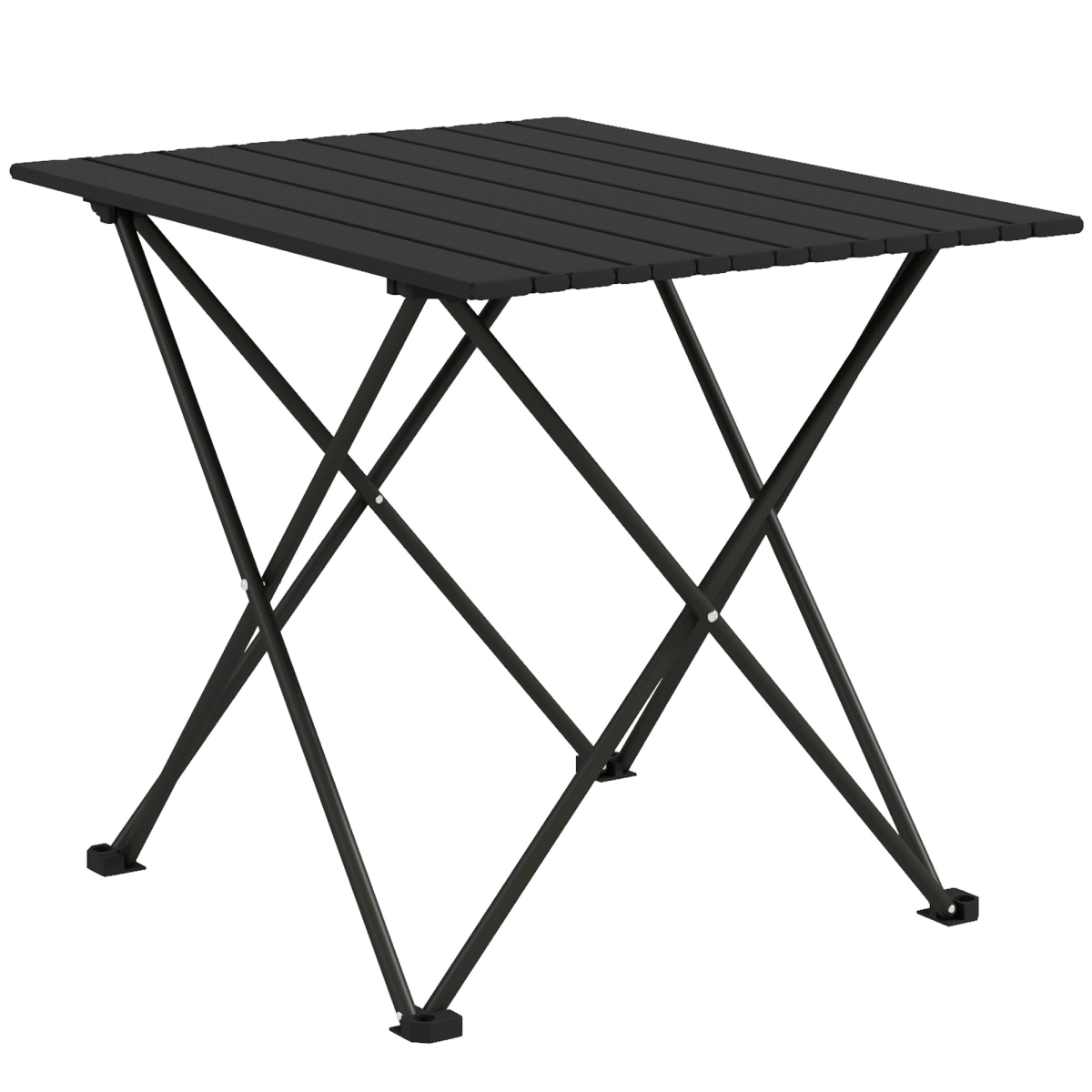 Outsunny Folding Camping Table with Carry Bag & Metal Frame – Portable Outdoor Picnic Table, Black