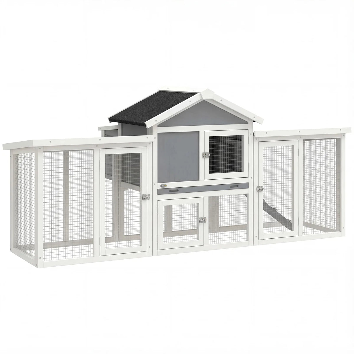 PawHut Large Wooden Chicken Coop with Nesting Box, Two Levels and Five Doors – Outdoor Poultry Hen House