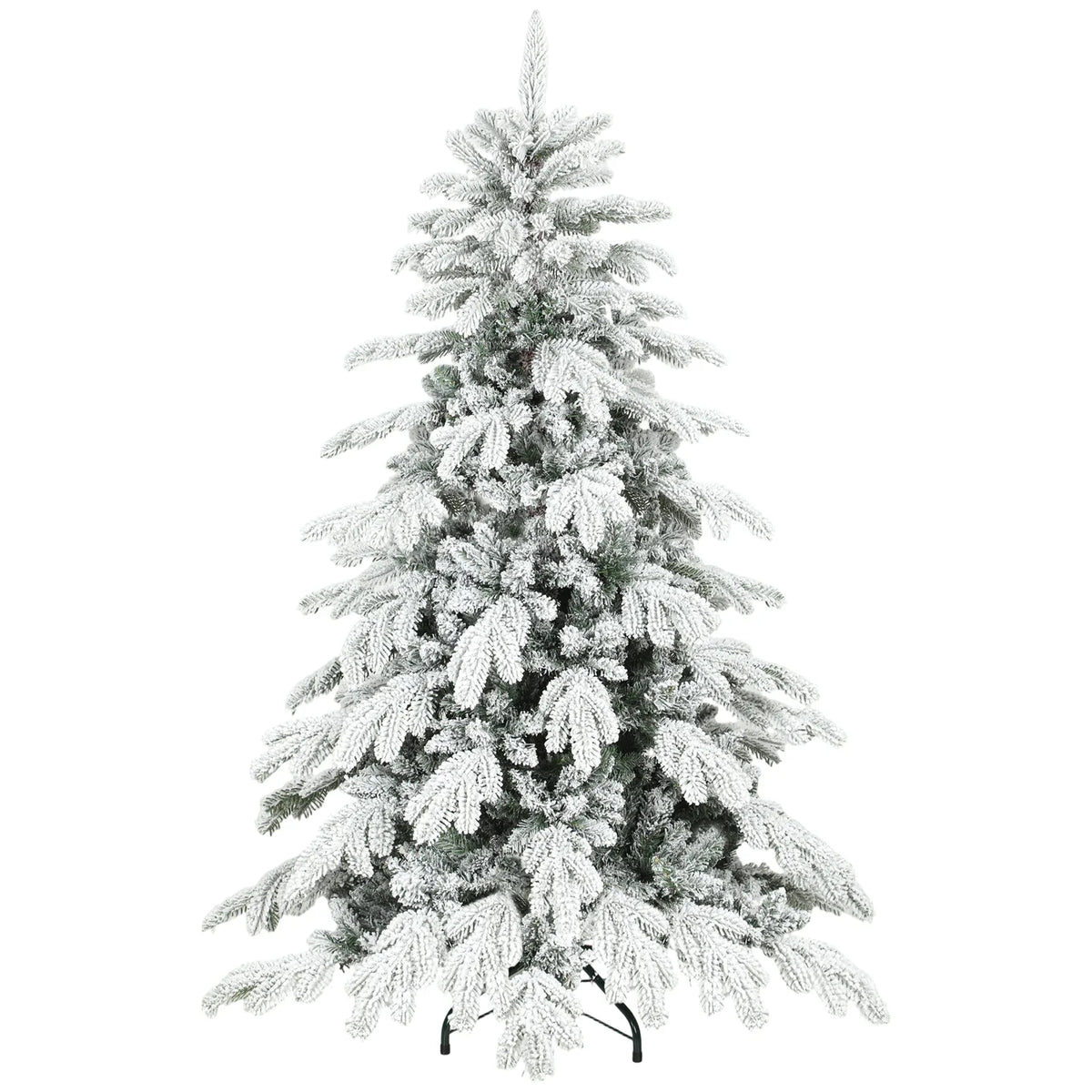 HOMCOM 5ft Snow Flocked Artificial Christmas Tree with 1020 Moulded Tips & Folding Metal Base – Green/White