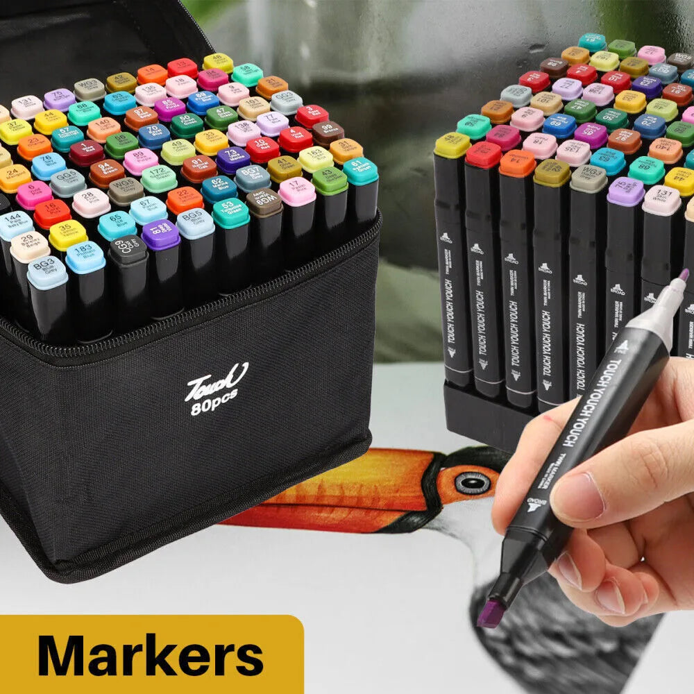 80-Colour Dual-Tip Acrylic Paint Marker Set – Permanent Water-Based Pens for DIY, Sketching and Graffiti