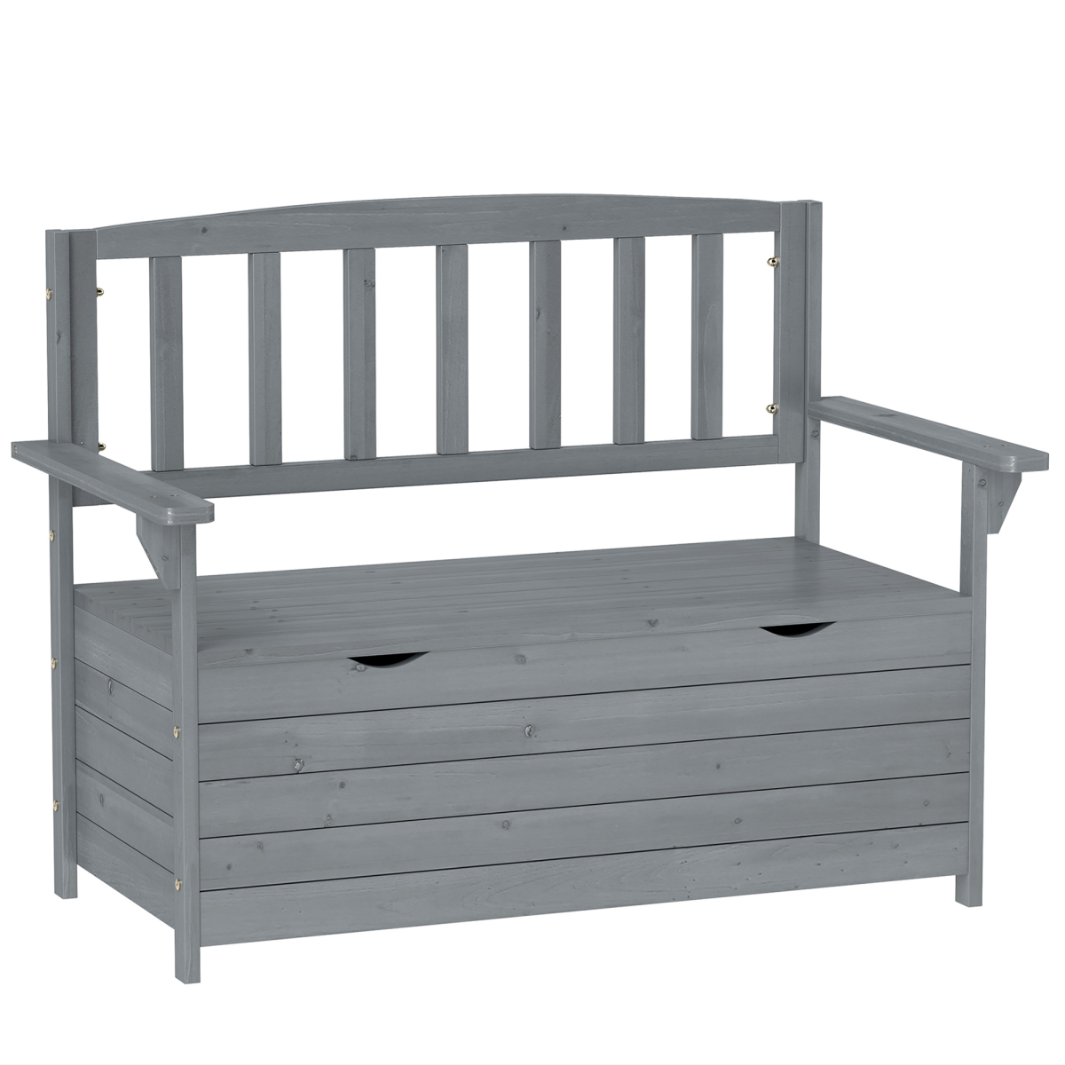 Outsunny 2-Seater Garden Storage Bench with Hidden 164L Compartment – Fir Wood Outdoor Seat, Dark Grey