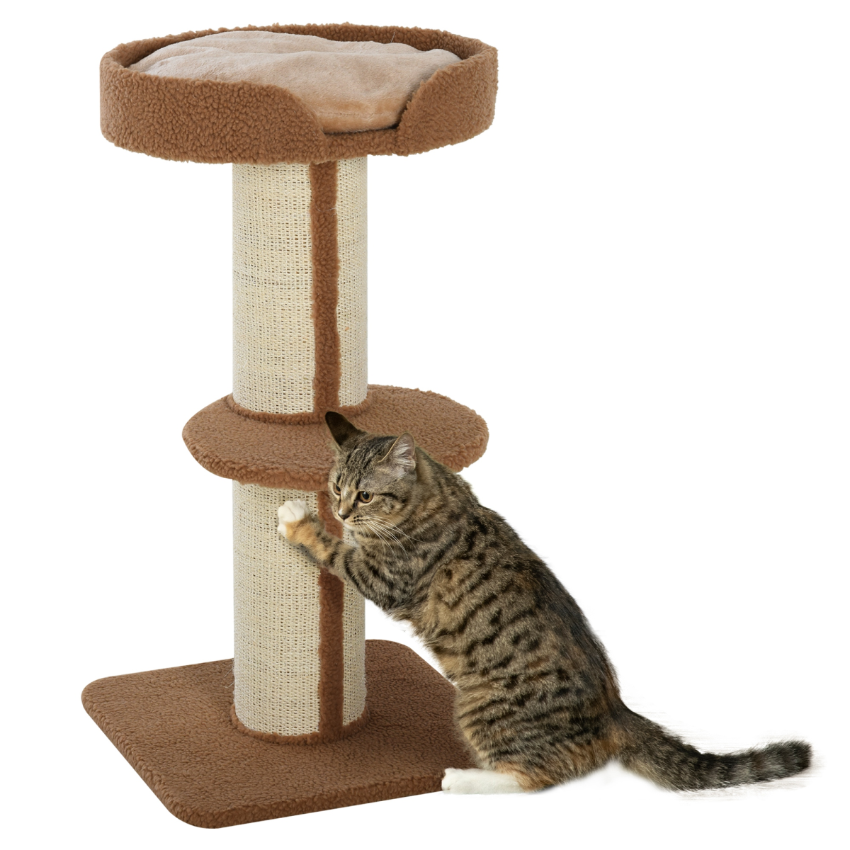 91cm Cat Tree with Plush Top Perch, Sisal Scratching Posts and Middle Perch – Kitten Activity Tower