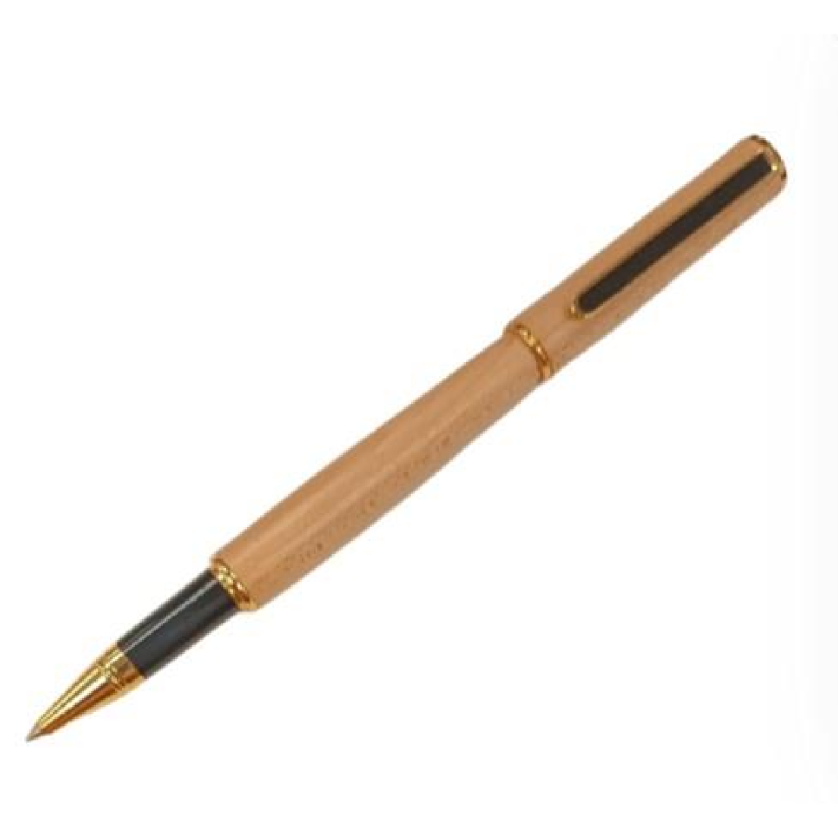 IMPERIAL Handcrafted Wood Ball Pen with Gold Trim – Elegant Gift for Pen Collectors, Light Brown