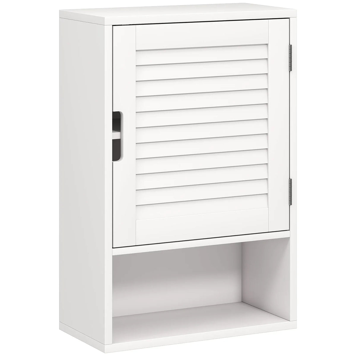 HOMCOM Wall Mounted Bathroom Cabinet with Adjustable Shelves – 40 cm Louvred Door Storage, White