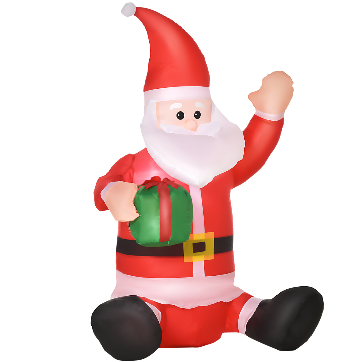 HOMCOM 4ft Inflatable Christmas Santa Claus with Gift & Internal LED Lights – IP44 Indoor Outdoor Xmas Decoration
