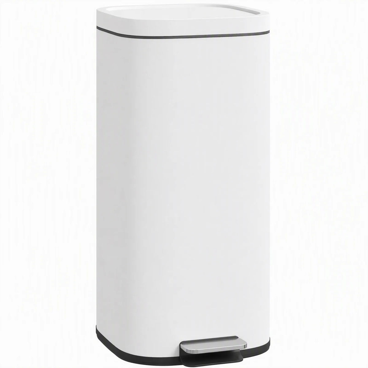 HOMCOM 30L Kitchen Pedal Bin with Soft-Close Lid – Compact Rubbish Bin with Removable Bucket, White