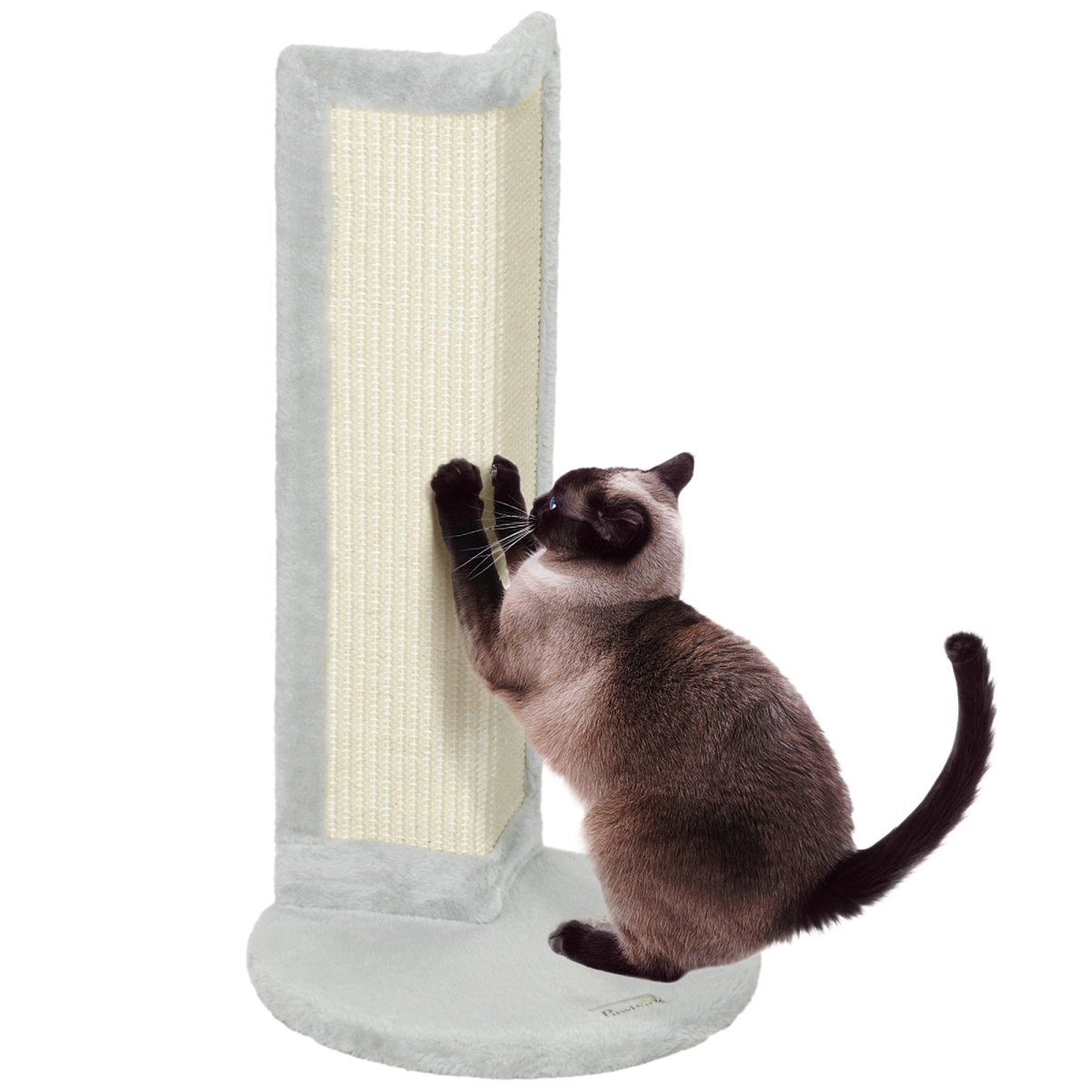 PawHut 56cm Corner Cat Scratching Post with Sisal Scratching Pad & Plush Covering – Space-Saving Scratcher, Grey