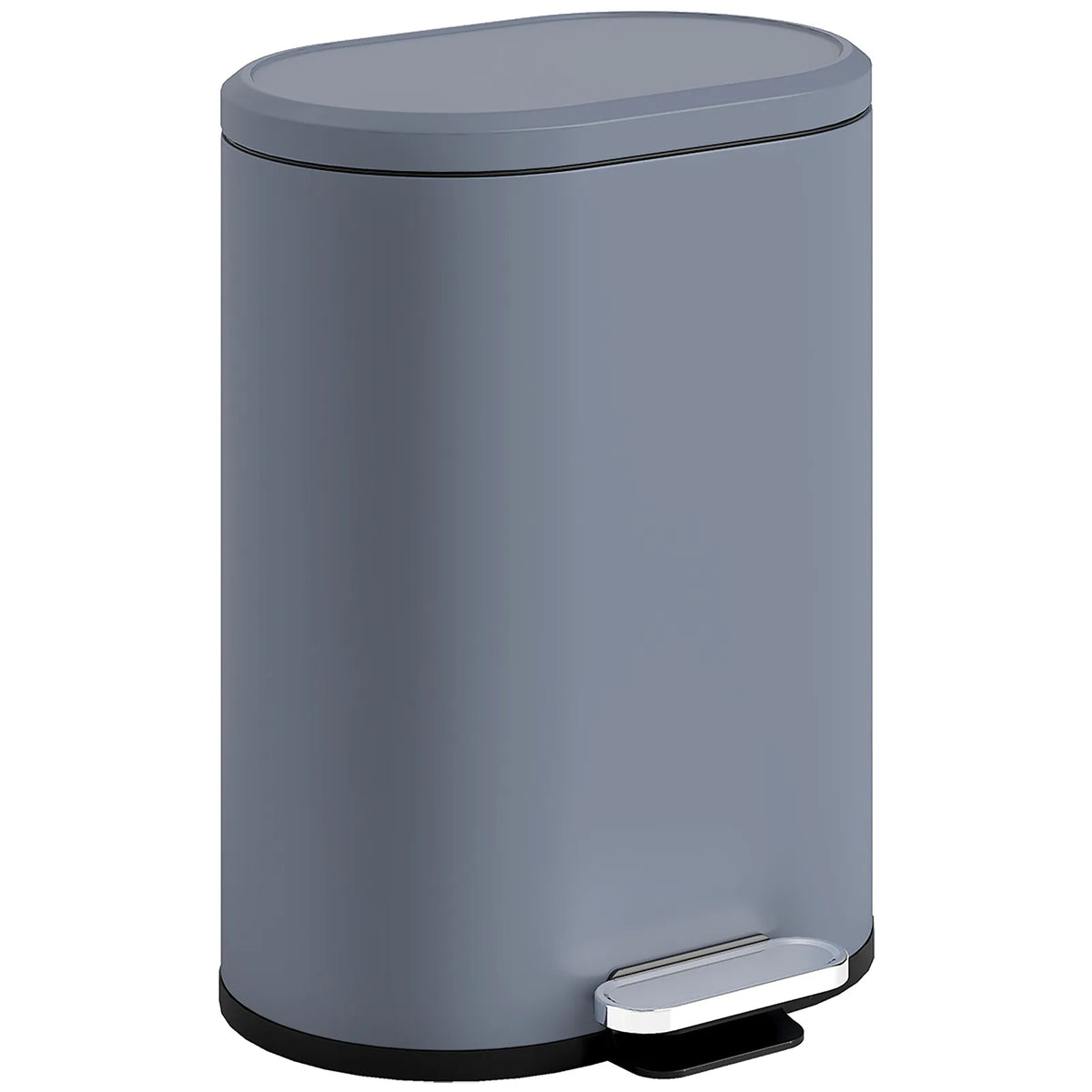HOMCOM 30L Modern Curved Kitchen Bin with Soft-Close Stay-Open Lid and Removable Bucket – Pedal Bin, Grey